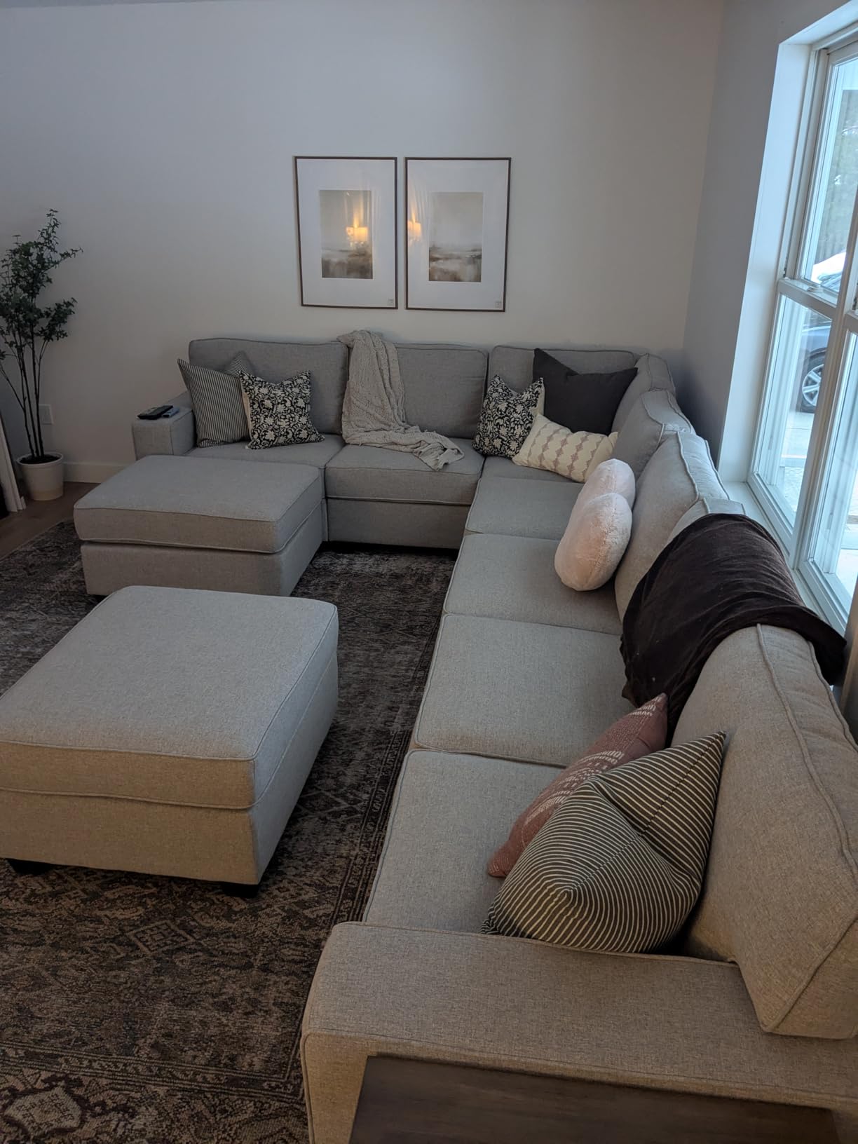 Legend Vansen Oversized Modular Sectional Sofa,U/L-Shaped Reversible Couch with Ottoman,Deep Seat Plush Polyester Sofa for Living Room,8-Seater,Cream customer photo 1