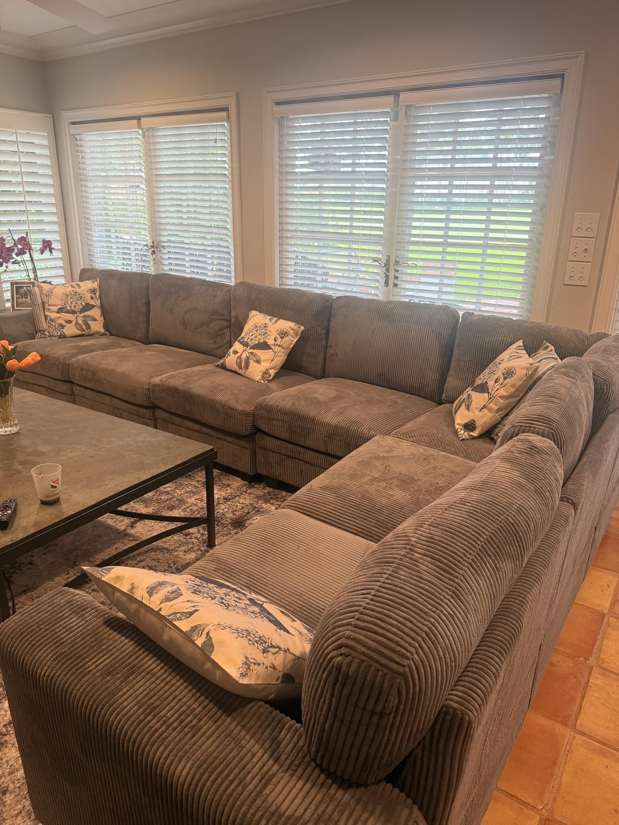 Legend Vansen Oversized Modular Sectional Sofa, 8 Seat U Shaped Couch with Ottoman, Corduroy Sofa with Deep Seat, Convertible Large Sectional Couches for Living Room (Grey, U-8) customer photo 2