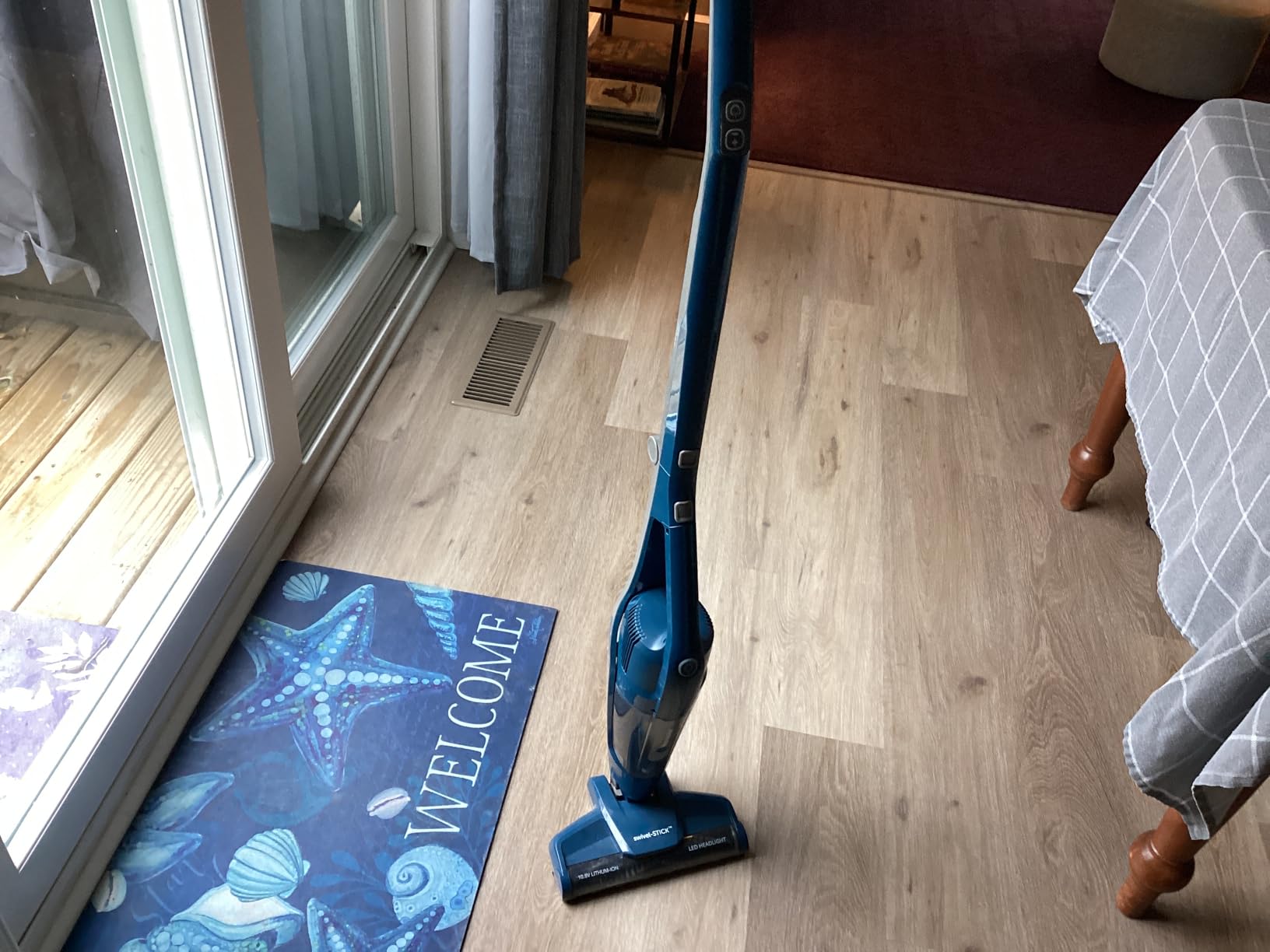 Vacmaster Portable 10.8V 2-in-1 Cordless Stick Lightweight Vacuum Cleaner with 2-Speed Power Control and LED Headlight for Hardwood Floor, Carpet & Pet Hair, Blue customer photo 1