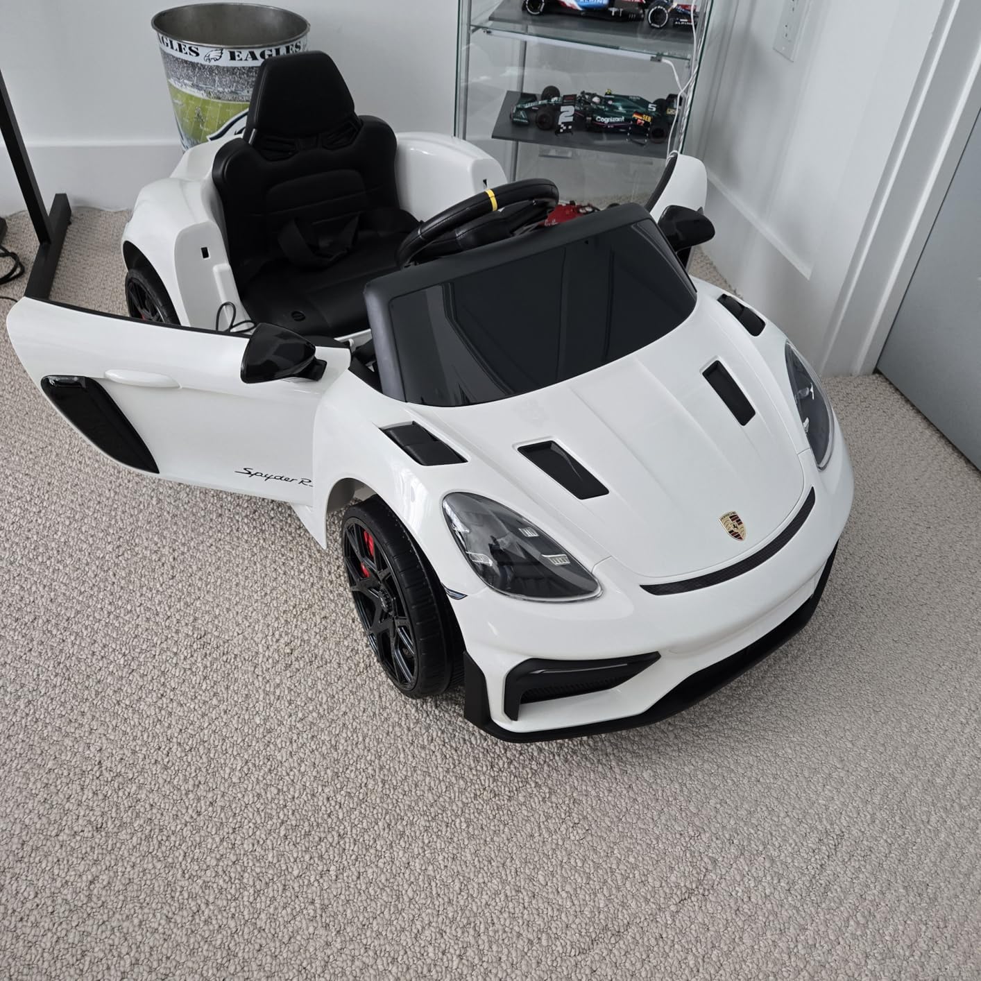 First Ride On Licensed Porsche 718 12V Electric Car for Kids, Ride on Toys for Toddler, Child Ride on Car w/Parent Remote, Led Lights, Openable Doors, MP3 Player, Smooth Start, 3 Speeds (Black) customer photo 2