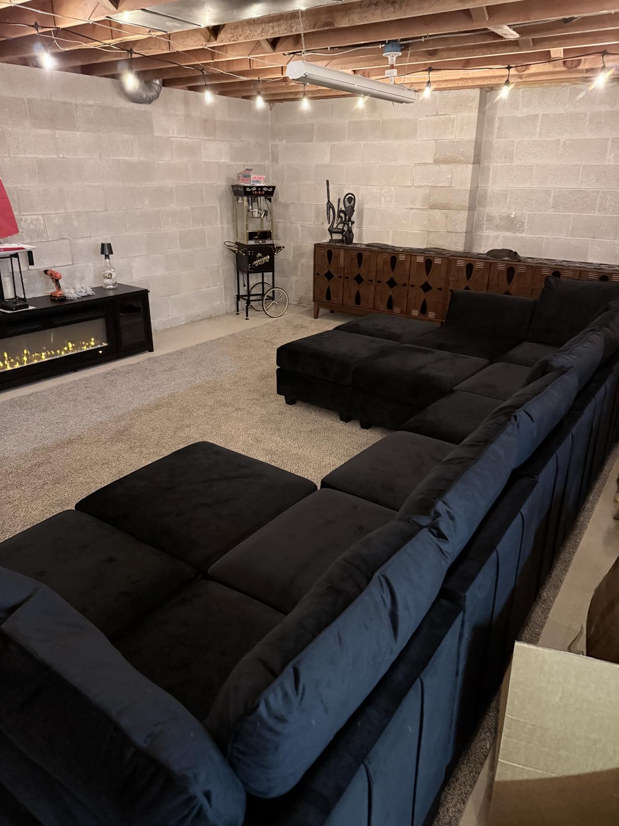 Belffin Oversized Modular Sectional Couch Sleeper Sofa with Storage Velvet Sectional Sofa Bed for Living Room, 12 Seats, Black customer photo 1