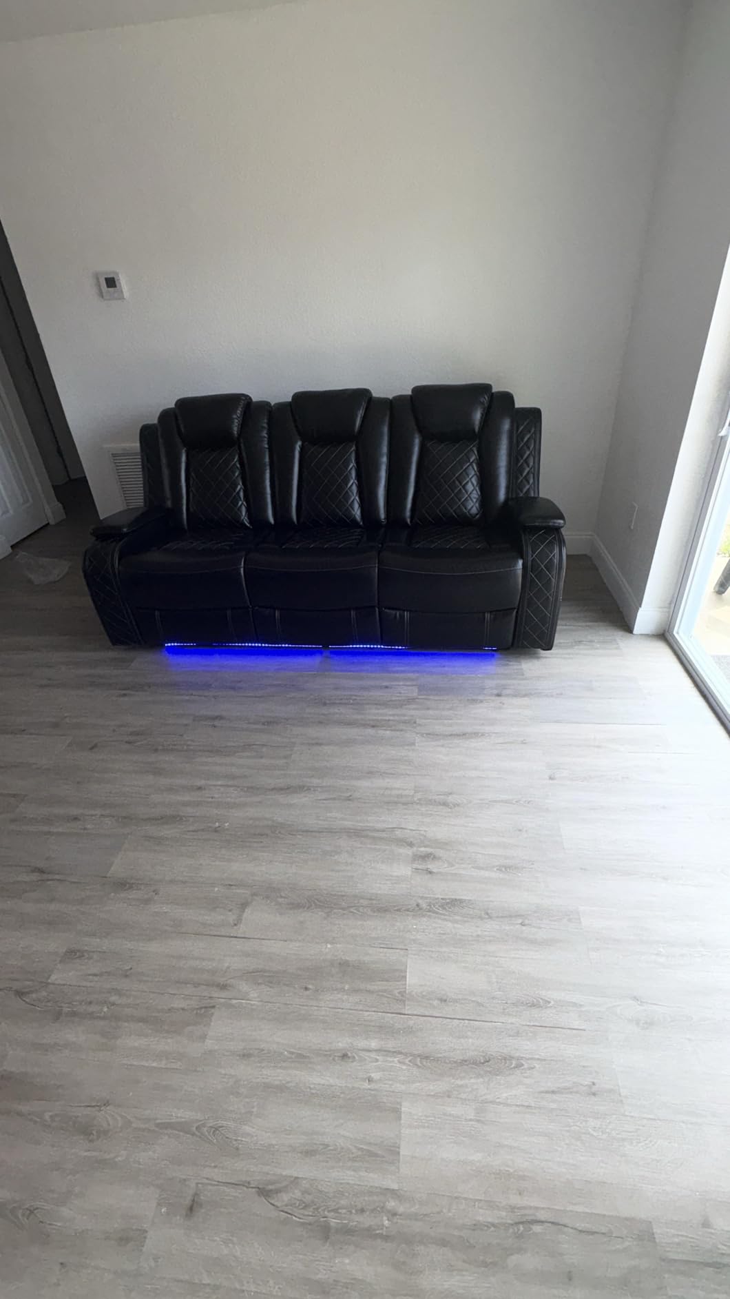 Power Recliner Set with LED Lights, Air Leather Reclining Set with USB Port/Wireless Charger/Storage Console/Cup Holder for House/HomeTheater/Apt (Black, Sofa Loveseat Chair) customer photo 2