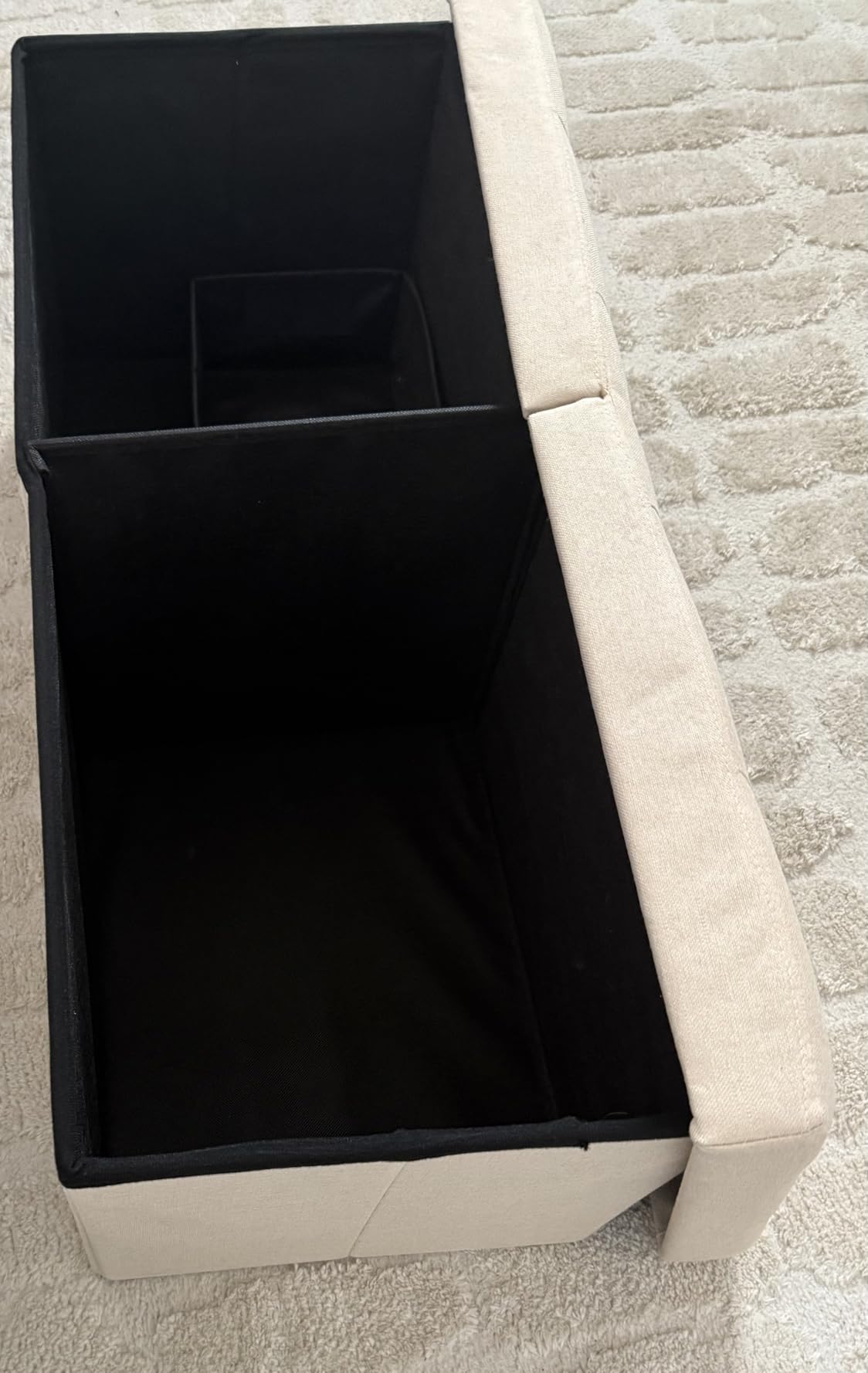 HAUSFRAU 31.5 Inches Ottoman with Storage, Folding Ottoman Bench Small Foot Rest Stool, Bedroom Bench with Flipping Lid, Linen Black customer photo 1