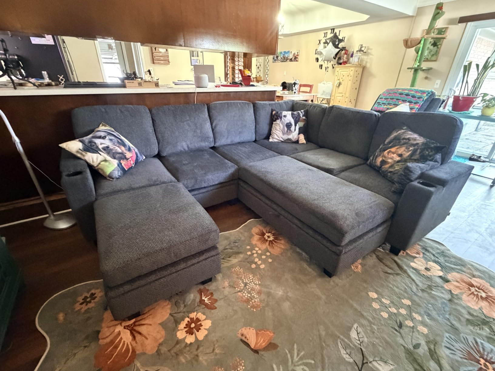 Belffin Oversized U Shaped Modular Sectional Couches for Living Room 10 Seater Modular Sofa Set with Storage Ottoman Large Sectional Couch with Cup Holder, Dark Grey Sofa customer photo 2