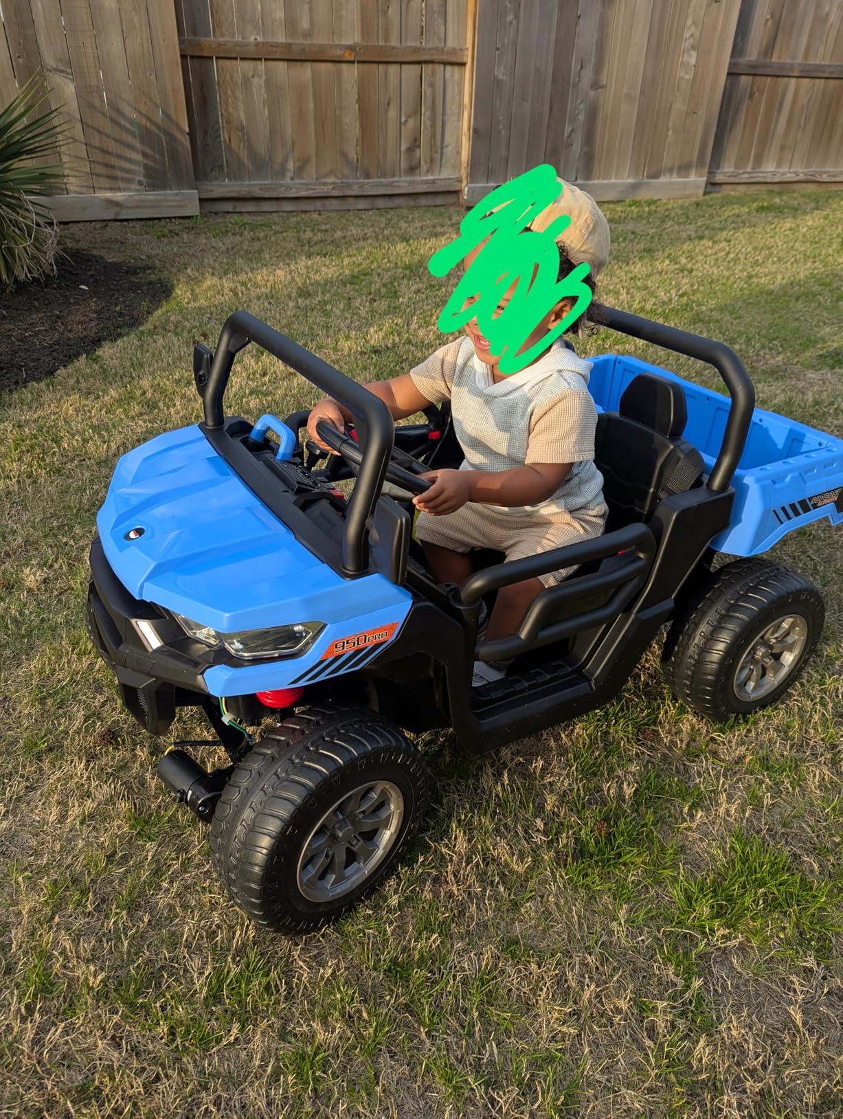 Sopbost 2 Seater 24V Ride On Truck with EVA Tires Wheels 4WD Kids Electric Car with Dump Bed Ride On Toy Car with Remote Control, Kids UTV for Boys Girls, Extra Shovel, Music, Green customer photo 2