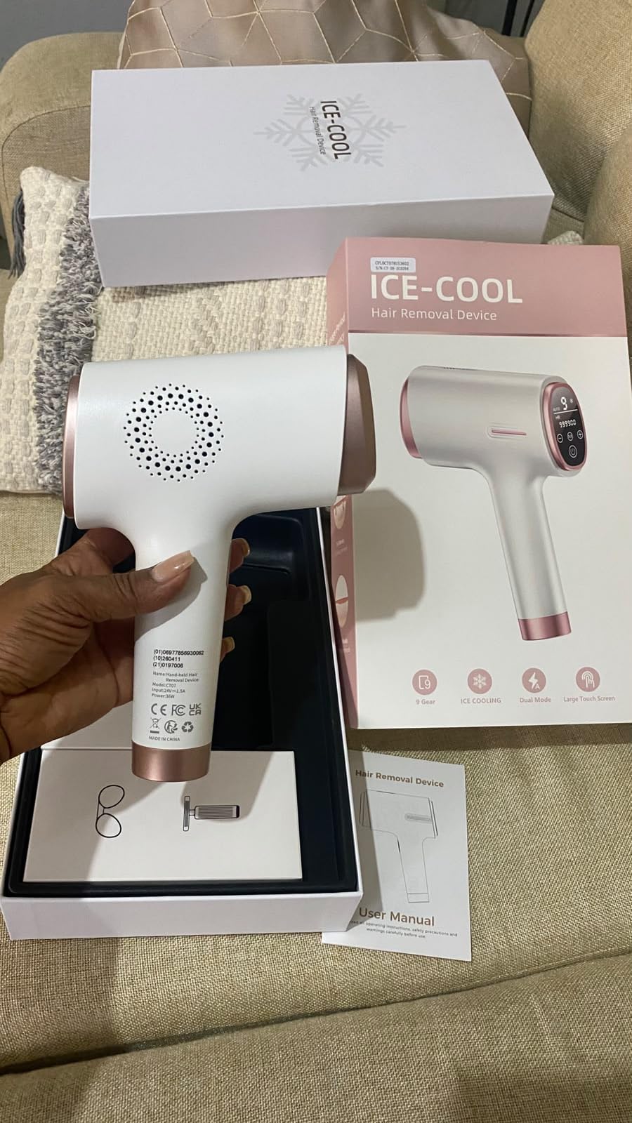 Ubroo IPL Laser Hair Removal Device, 21J Energy, 96% Hair Reduction, 41°F Ice Cooling for Women & Men, Face Bikini Underarm, Safe & Painless, At-Home Professional Results customer photo 1