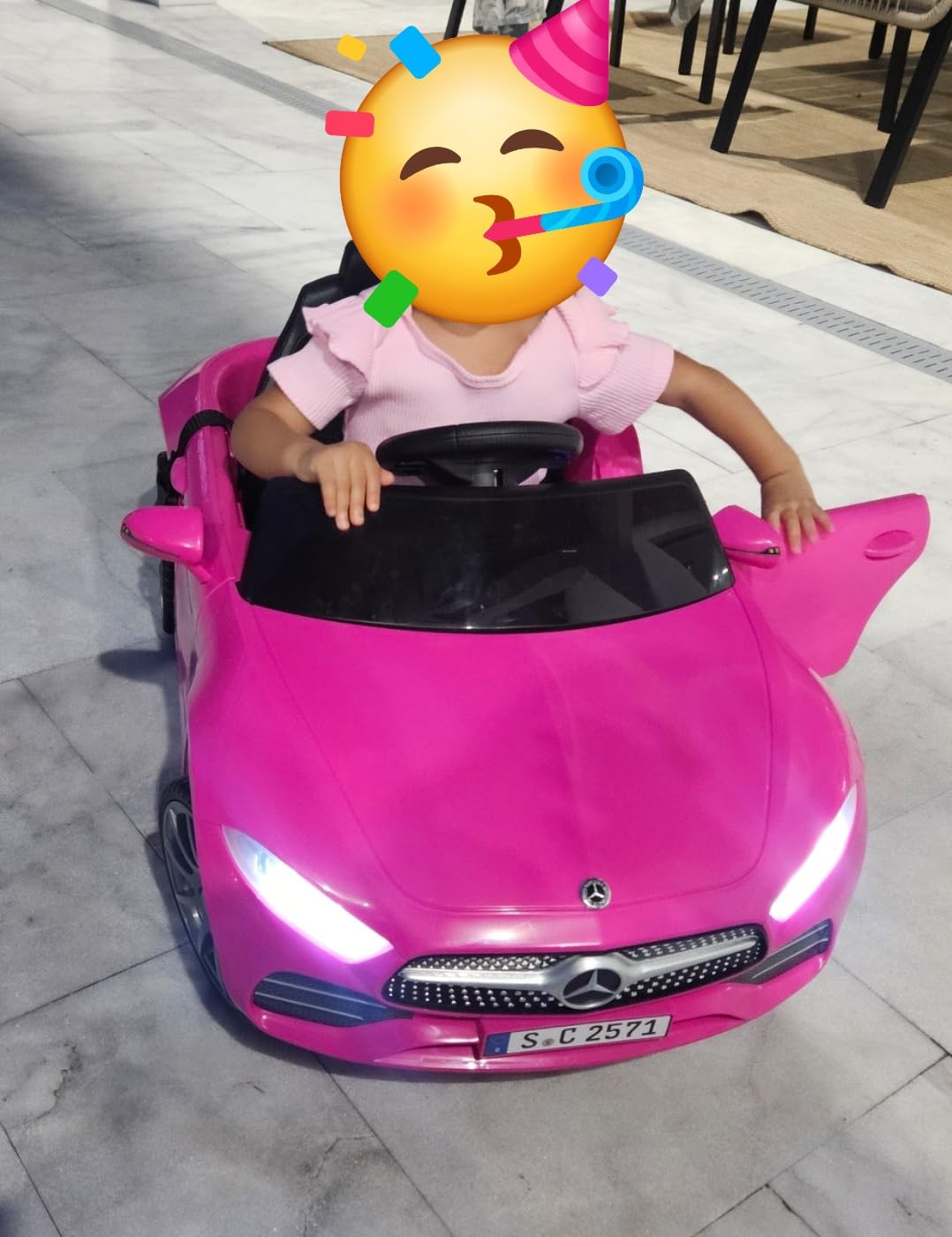 Licensed Mercedes-Benz CLS 350 12V Ride On Car Truck for Kids w/Parent Control, Spring Suspension, Bluetooth, Music, LED Lights (Pink) customer photo 1