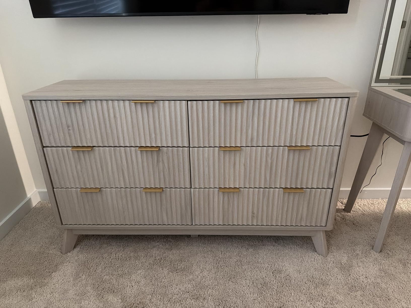 T4TREAM Fluted 6 Drawers Dresser, 54