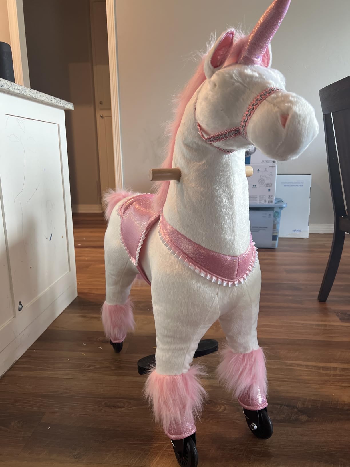 Pipleo Ride on Unicorn on Toys, Unicorn Ride on for Girls 6 to Adult, Ride on Unicorn Toys, Unicorn Rider Mechanical Walking Action Plush Animal,No Battery or Electricity,Max Load 187 LBS - Rainbow customer photo 1