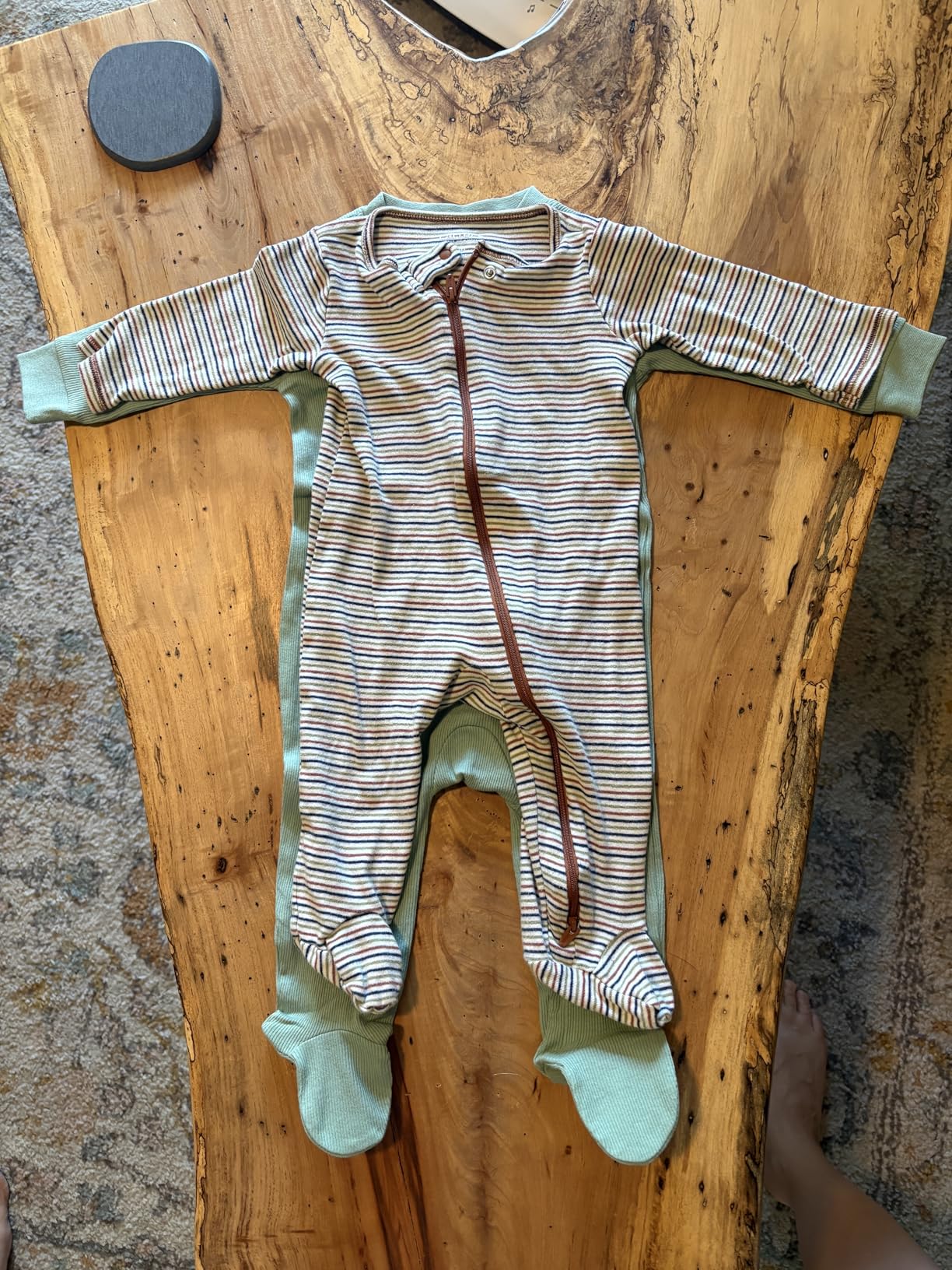 Burt's Bees Baby Boys Sleep and Play Pajamas, 100% Organic Cotton, One-piece PJs, Diagonal Zip Up Loose Fit Footie customer photo 1