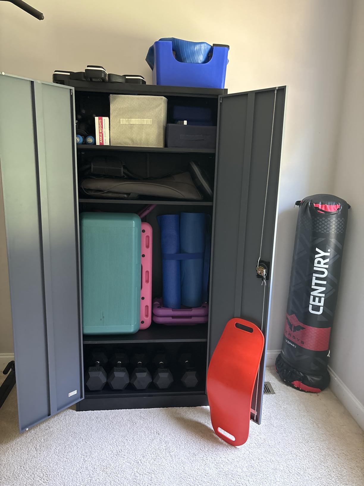 SISESOL Metal Storage Cabinet with Wheels, 75 inch Tall Rolling Garage Storage Cabinet with Lock, Black Metal Cabinets with Wheels and Shelves, Deep Heavy Duty Tool Locker for Garage, Home, Office, Shop customer photo 1