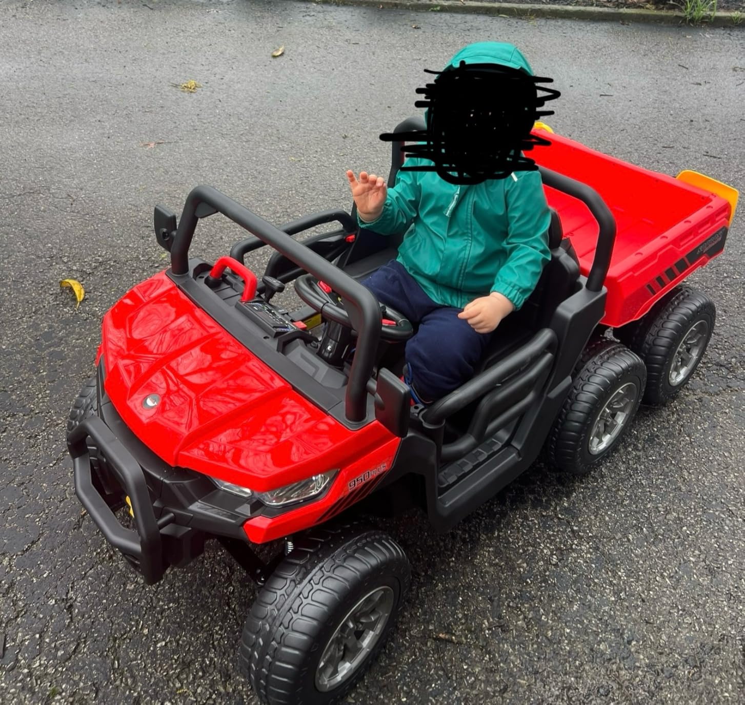 sopbost 2 Seater 24V Kids Ride On Truck with Electric Dump Bed, 4WD Battery Powered Ride On Car with Remote Control, Music Play, EVA Tires Wheels, Extra Shovel, Black customer photo 1