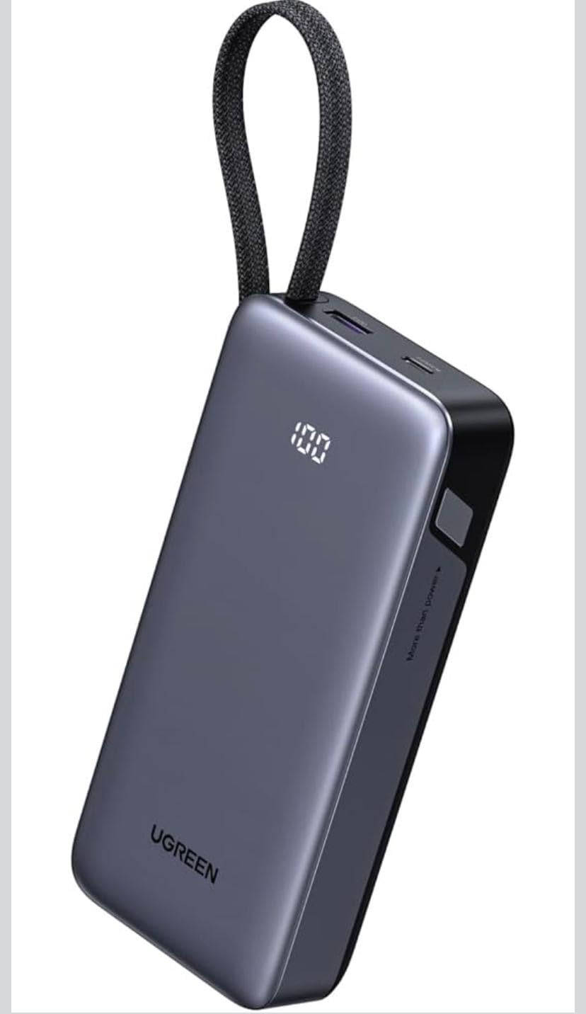 UGREEN Nexode Power Bank 20000mAh 45W with Built-in Cable, Fast Charging Portable Charger for iPhone 17 Pro/Samsung S26 Ultra/iPad Pro, 3-Port External Battery Pack with Digital Display customer photo 2