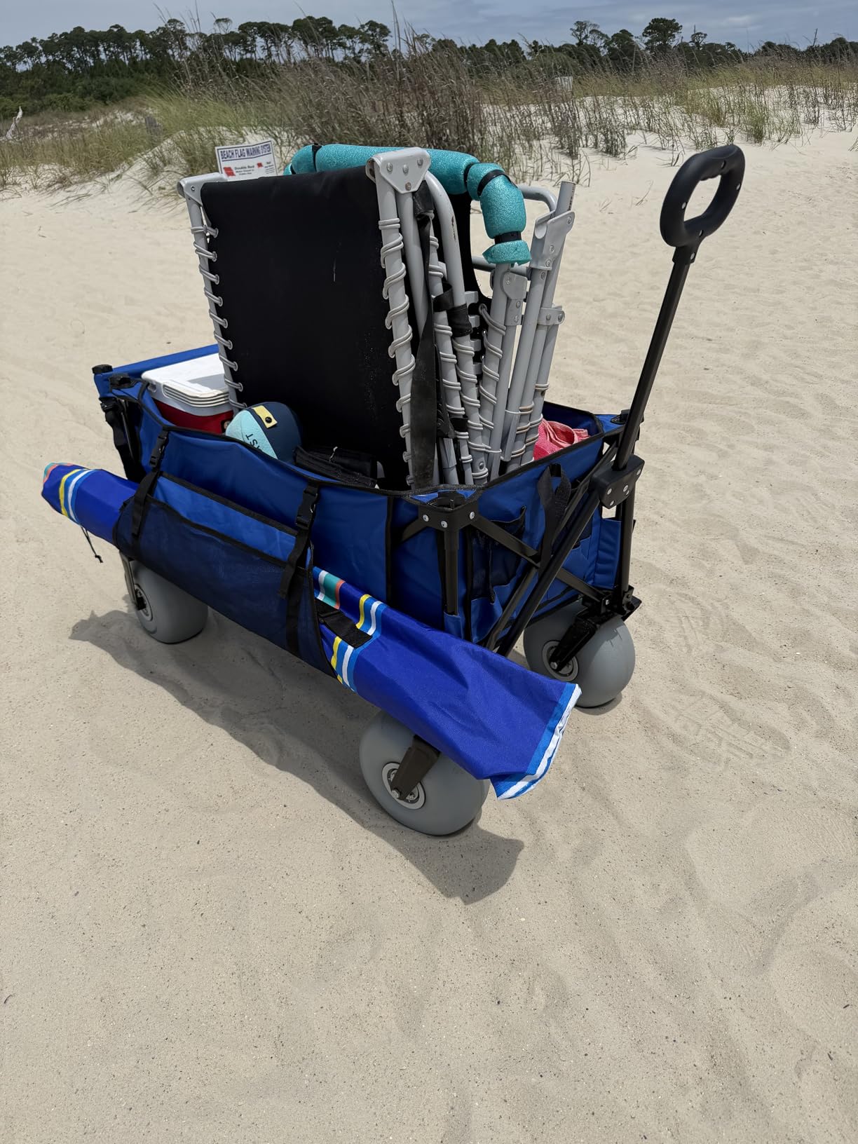 Beach Wagon with Big Wheels for Sand - 450lbs Load Heavy Duty Wagons Carts Foldable with 9