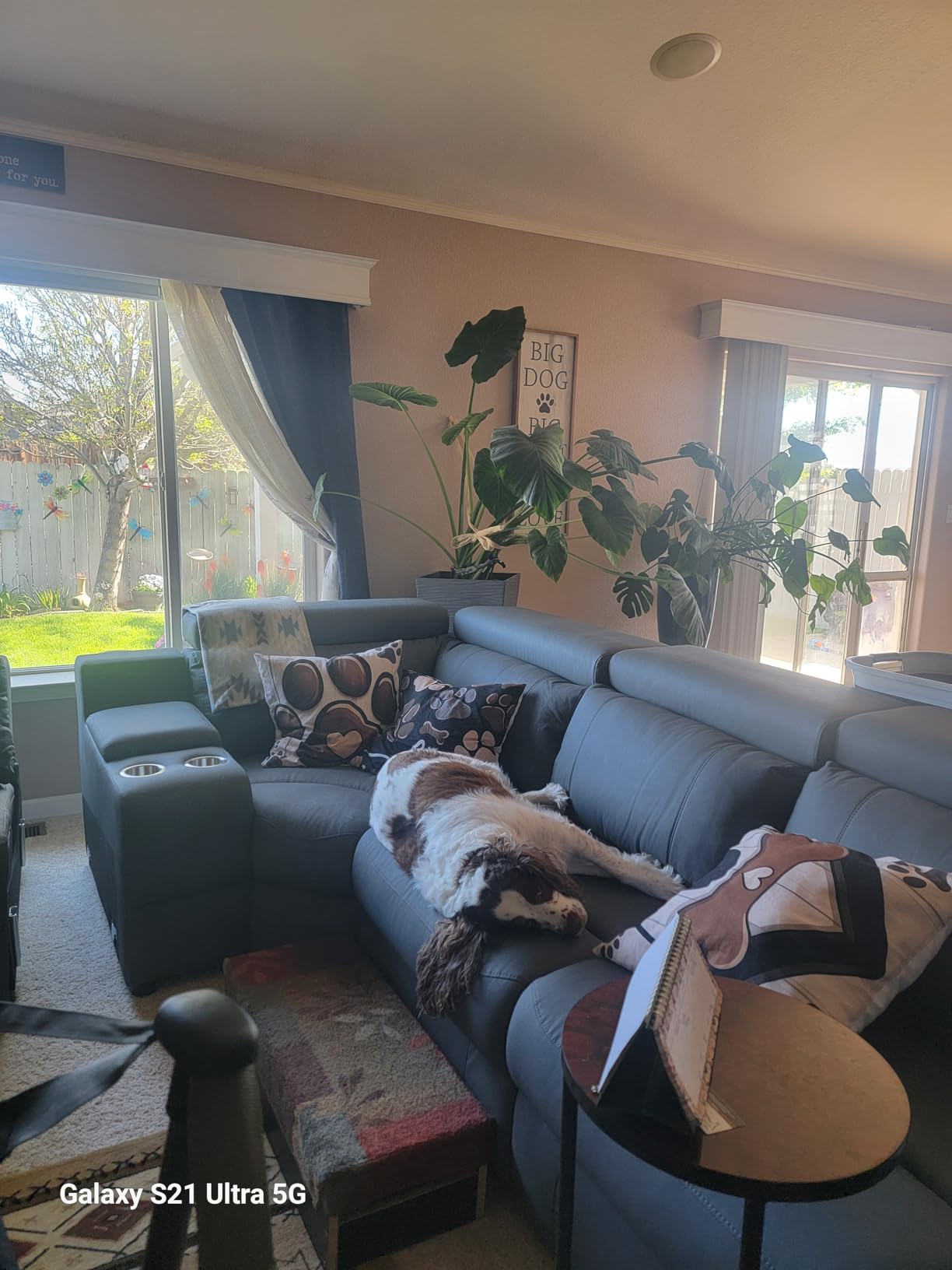 AMERLIFE Power Recliner Sectional Sofa with Storage/USB Port, Leather Recliner Sofa with Adjustable Headrest, Reclining Sectional Couches with Console and Cup Holder for Living Room (Gray, 5-Seater) customer photo 2