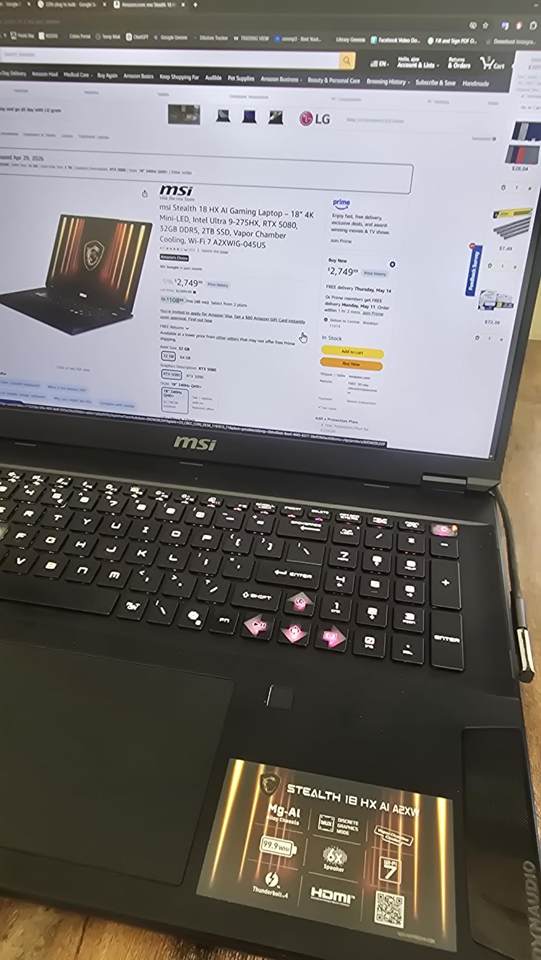 MSI Stealth 18 HX AI Gaming Laptop - 18