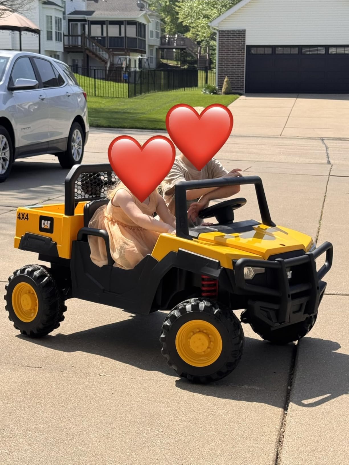 ANPABO 2 Seater Licensed Caterpillar Ride On Dump Truck, 24V Ride On Toys with 4x100W Motors, Up to 5Mph, Parent Remote, Shock Absorbers, Dump Bed and Shovel, Electric Car for Kids customer photo 1