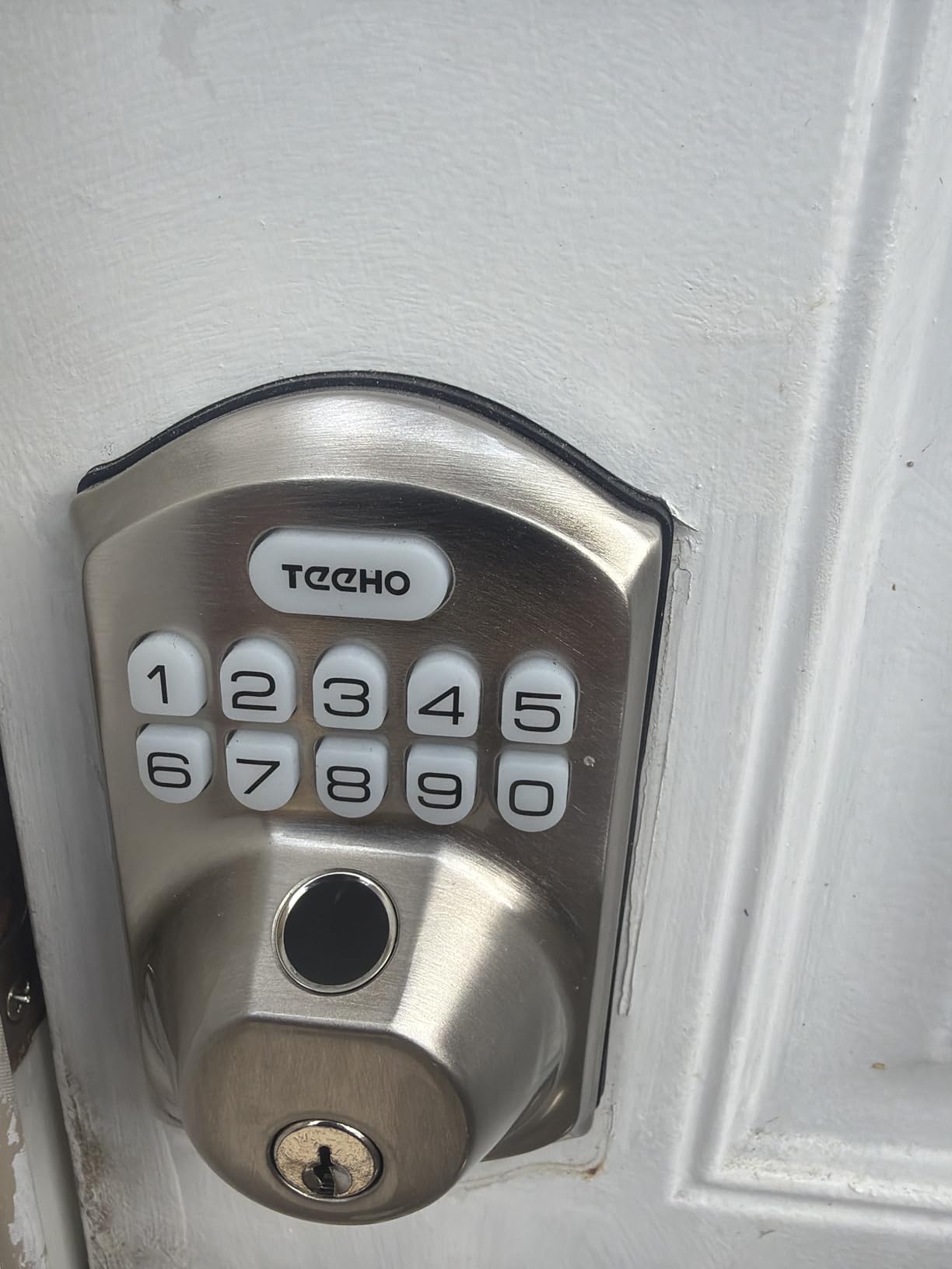 TEEHO TE012W WiFi Smart Lock, Fingerprint Door Lock with Built-in Wi-Fi, Keyless Entry Keypad Smart Deadbolt, App Remote Control, Alexa Compatible, IP55 Waterproof for Front Door - Satin Nickel customer photo 2
