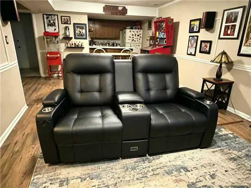 Loveseat Recliner Sofa, Home Theater Seating with Massage, RV Wall Hugger Reclining Couch with Console, USB, Cup Holders & Drawer, Manual Loveseat Recliners customer photo 1
