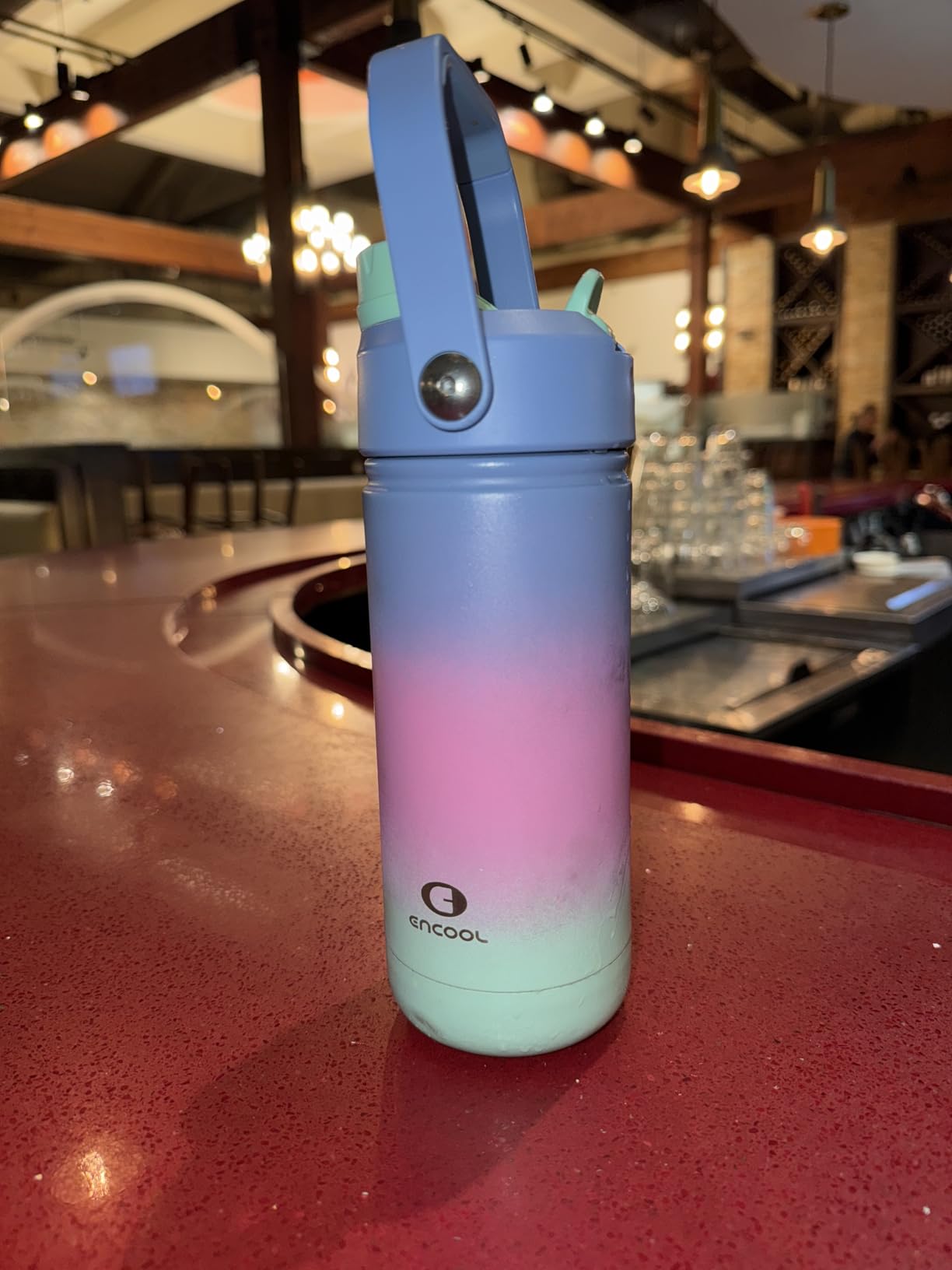 ENCOOL Insulated Water Bottle with Straw Stainless Steel Water Bottle, Leak-Proof, BPA-Free, Double Wall Vacuum Keeps Cold 24 Hours, 32 oz, Cream Moon customer photo 1