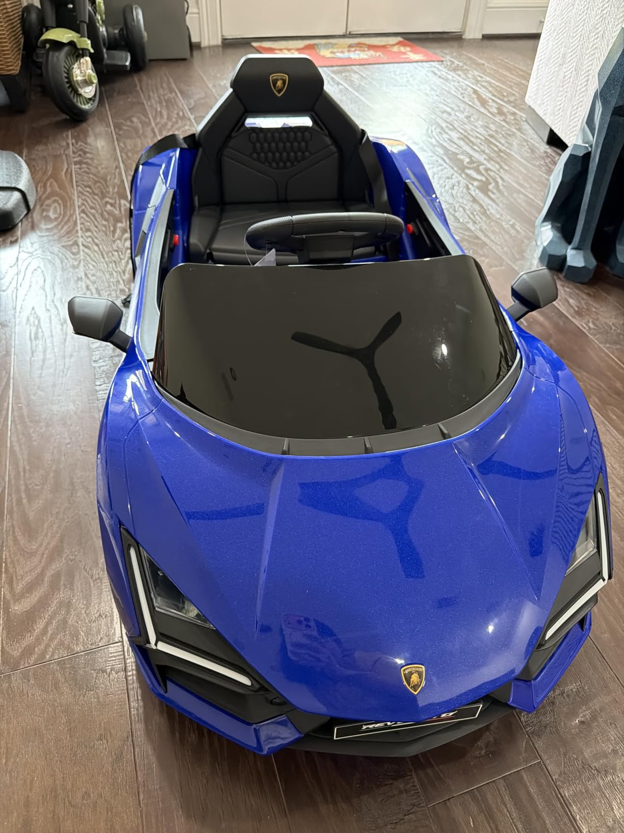 ELEMARA Kids Lamborghini Electric Cars with Scissor Doors, Remote Control Battery Kids Car, 12V Ride On Car for Toddlers with LED Light, Bluetooth, MP3 Player and Wide Seat, Deep Red customer photo 2