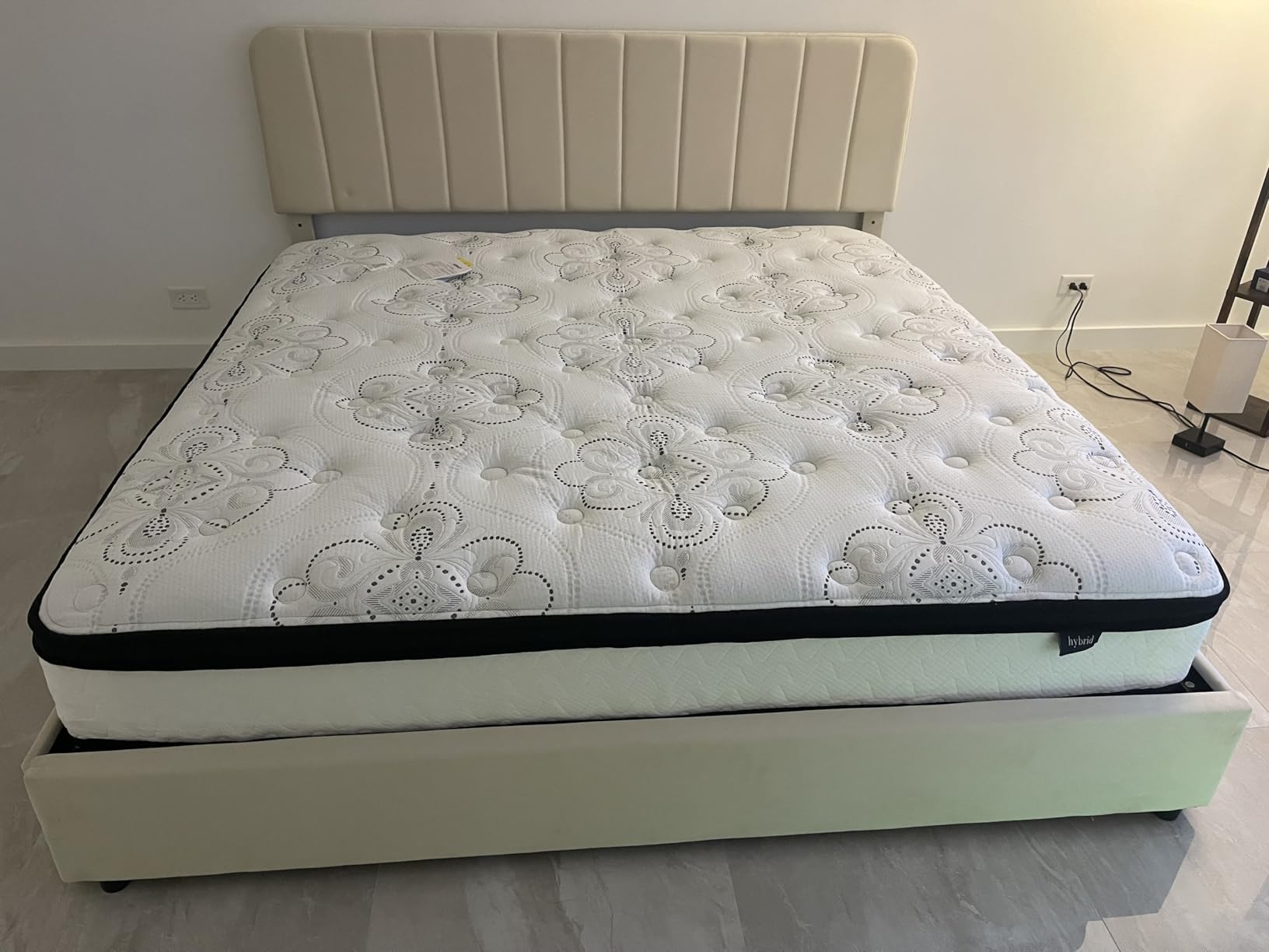 VECELO Full Size Upholstered Bed Frame with 4 Drawers and Headboard, Velvet Platform Storage Bedframe, Wooden Slats Support, No Box Spring Needed, Beige customer photo 1