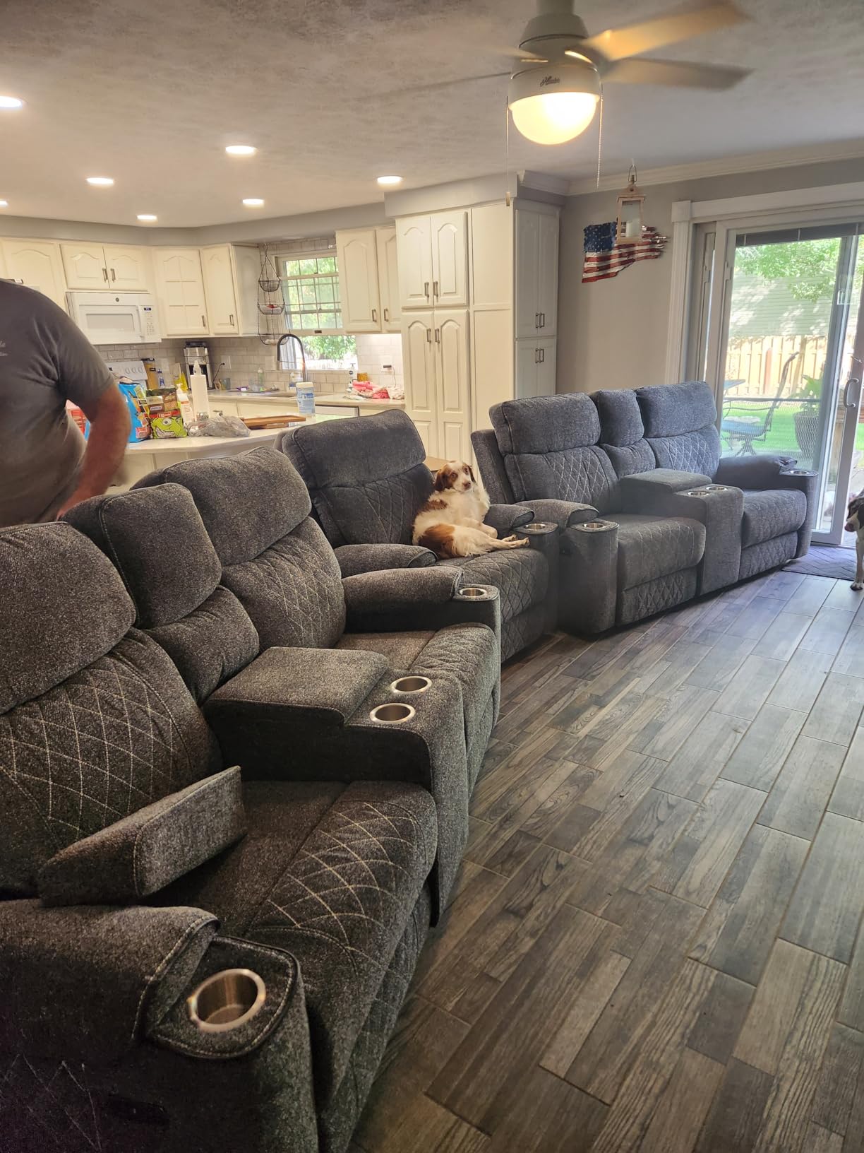 EBELLO Power Reclining Sofa Set, Fabric Electric Recliner Chair and 3 Seater Sofa Couch with Cup Holders, USB and Type-C Charging Ports and Storage Space, 4 Seats for Small Living Room, Grey customer photo 1