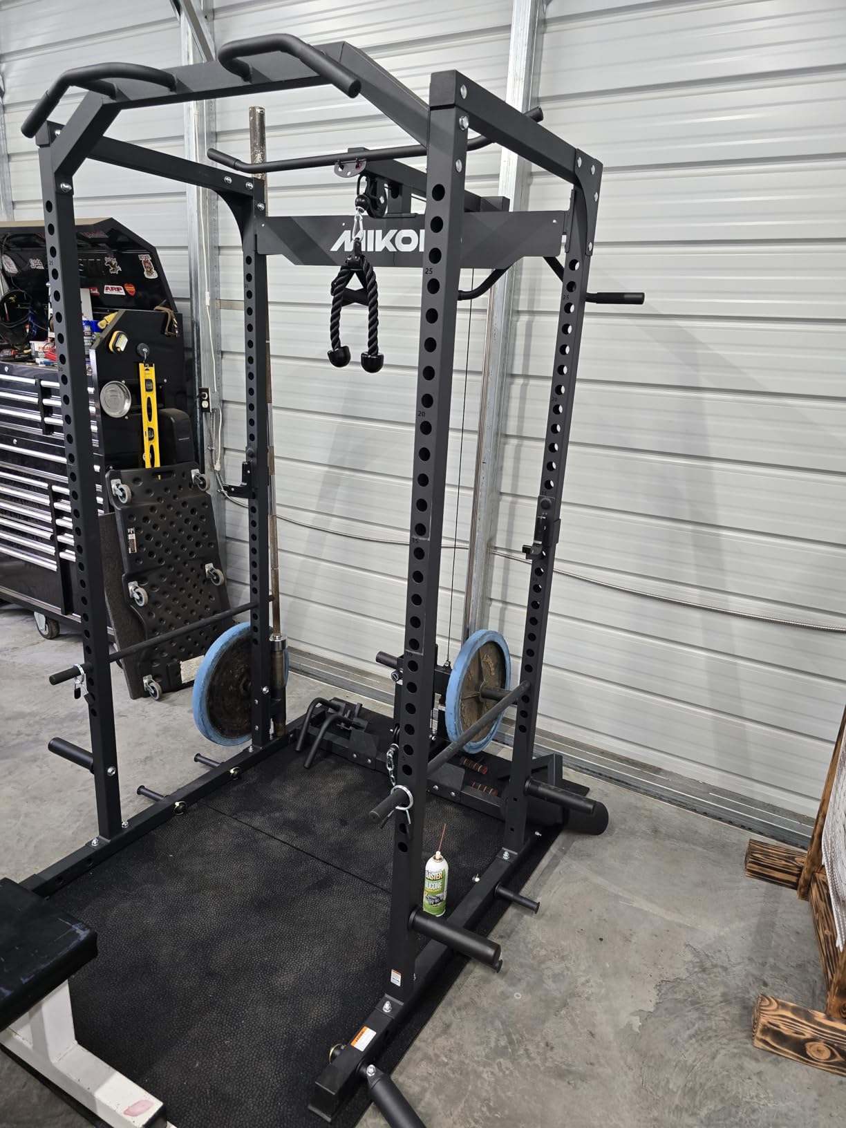 Mikolo F4 2.0 Power Cage with Dual-Track Smooth Pulley System, 1200LBS Power Rack with Leg Hold-Down for Heavy LAT Pulldowns customer photo 1