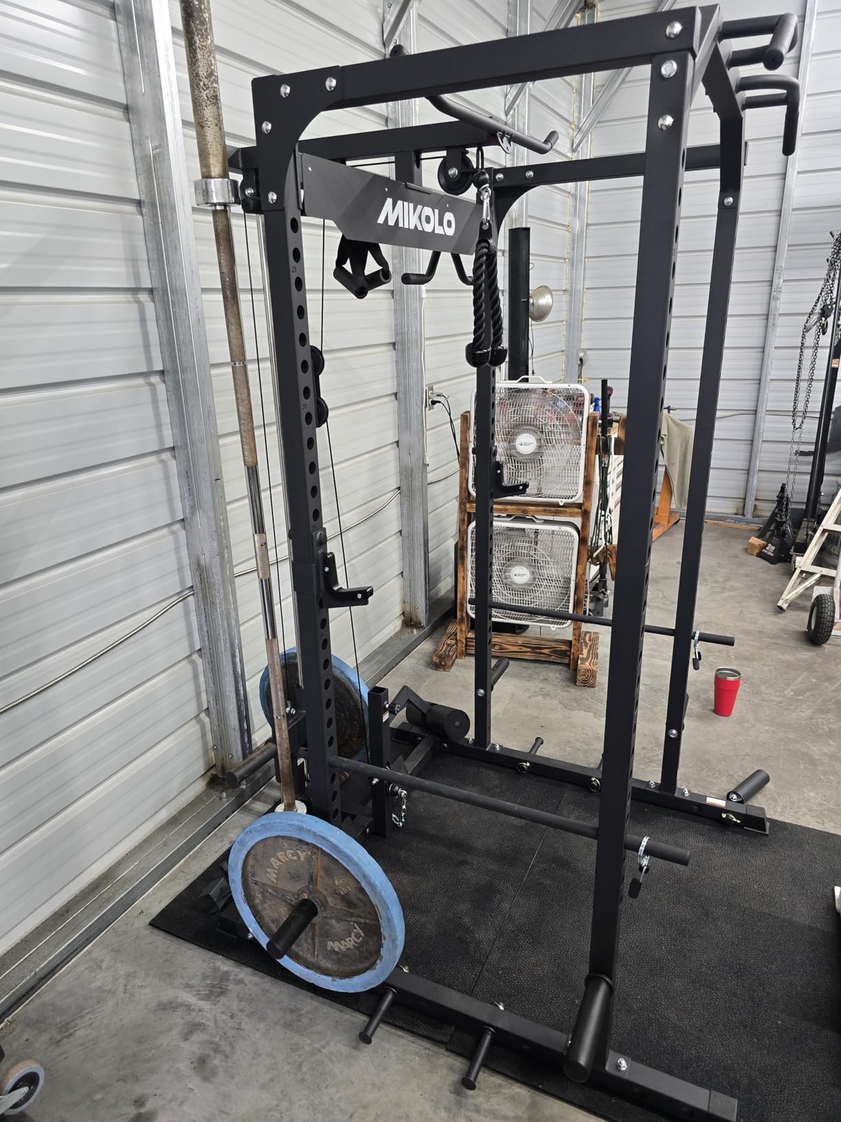 Mikolo F4 2.0 Power Cage with Dual-Track Smooth Pulley System, 1200LBS Power Rack with Leg Hold-Down for Heavy LAT Pulldowns customer photo 2