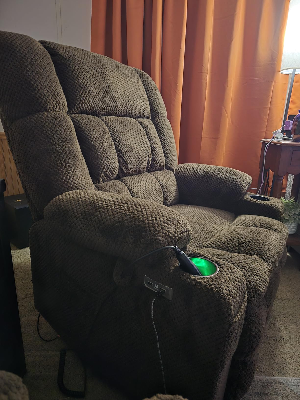 MCombo Dual Motor Power Lift Recliner Chair with Massage and Heat for Elderly People, Infinite Position, USB Ports, Cup Holders, Fabric 7890 (Medium, Yale Blue) customer photo 2
