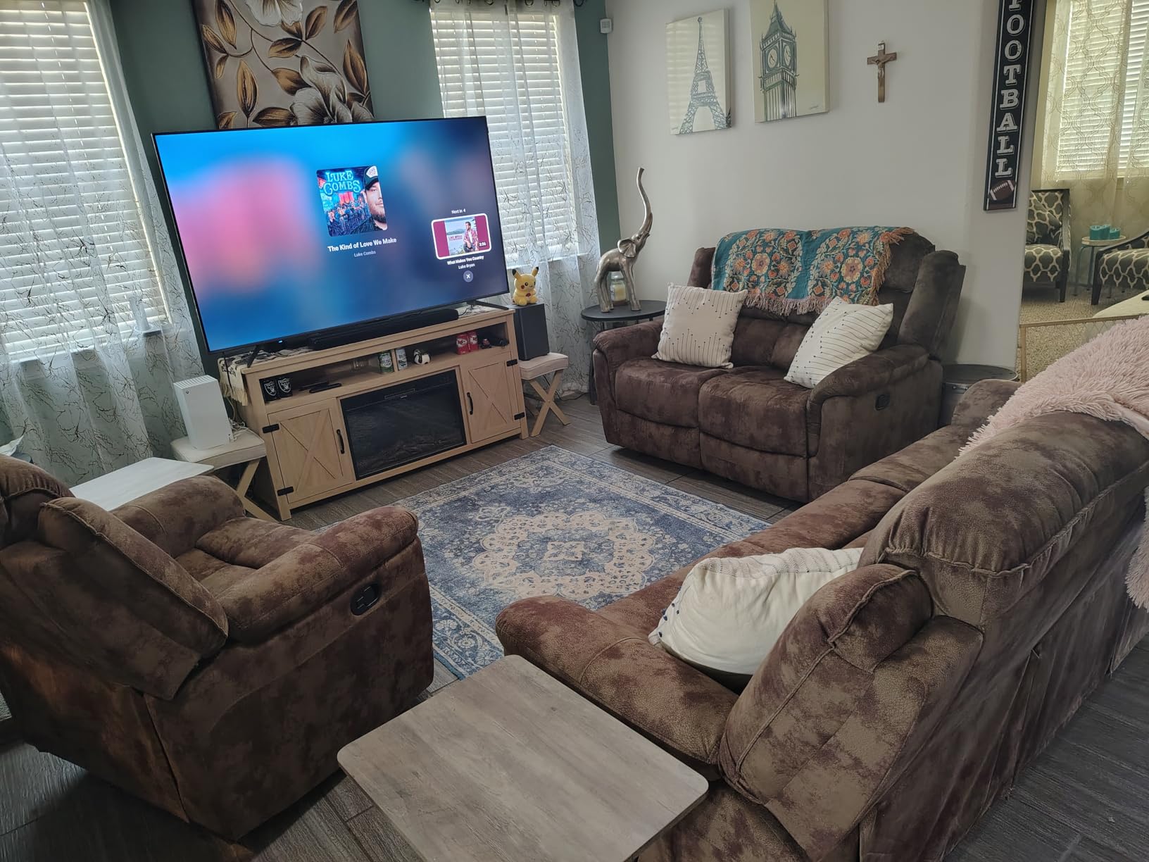 EBELLO 2 Pieces Reclining Couch Furniture Set, Overstuffed Reclining Loveseat Couch and Wide 3PC Bonded Recliner Sofa Set for Living Room, Brown customer photo 1