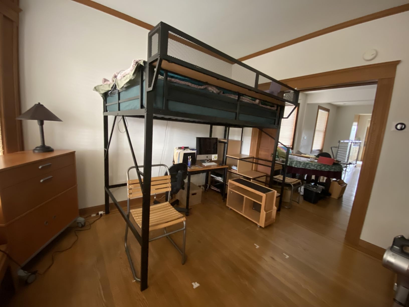 Mirightone Full Size Loft Bed with Stairs and Storage, Metal Loft Bed Frame with Bedside Shelf and Large Under-Bed Space, Heavy-Duty Loft Beds for Adults Teens and Kids, Convertible Staircase, White customer photo 1