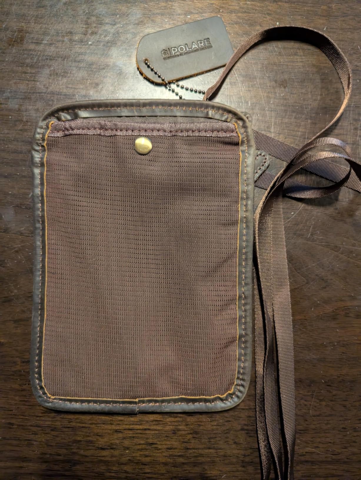 Polare Full Grain Leather Neck Wallet RFID Blocking Conceal Passport Holder Travel Pouch with AirTag Slot for Men customer photo 2