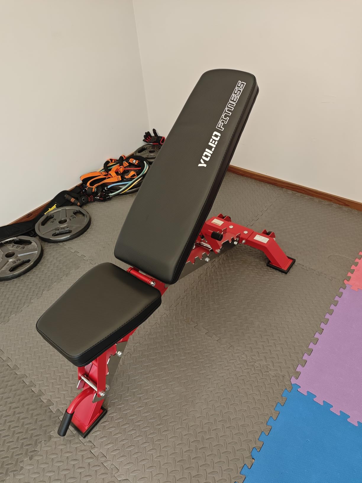 YOLEO Commercial Adjustable Weight Bench 2315LB ASTM Certified - 80% Pre-Assembled Heavy Duty Workout Bench for Home Gym, Decline/Flat/Incline Bench Press, 2.4 Inch Thick Pad and 2 Wheels customer photo 1