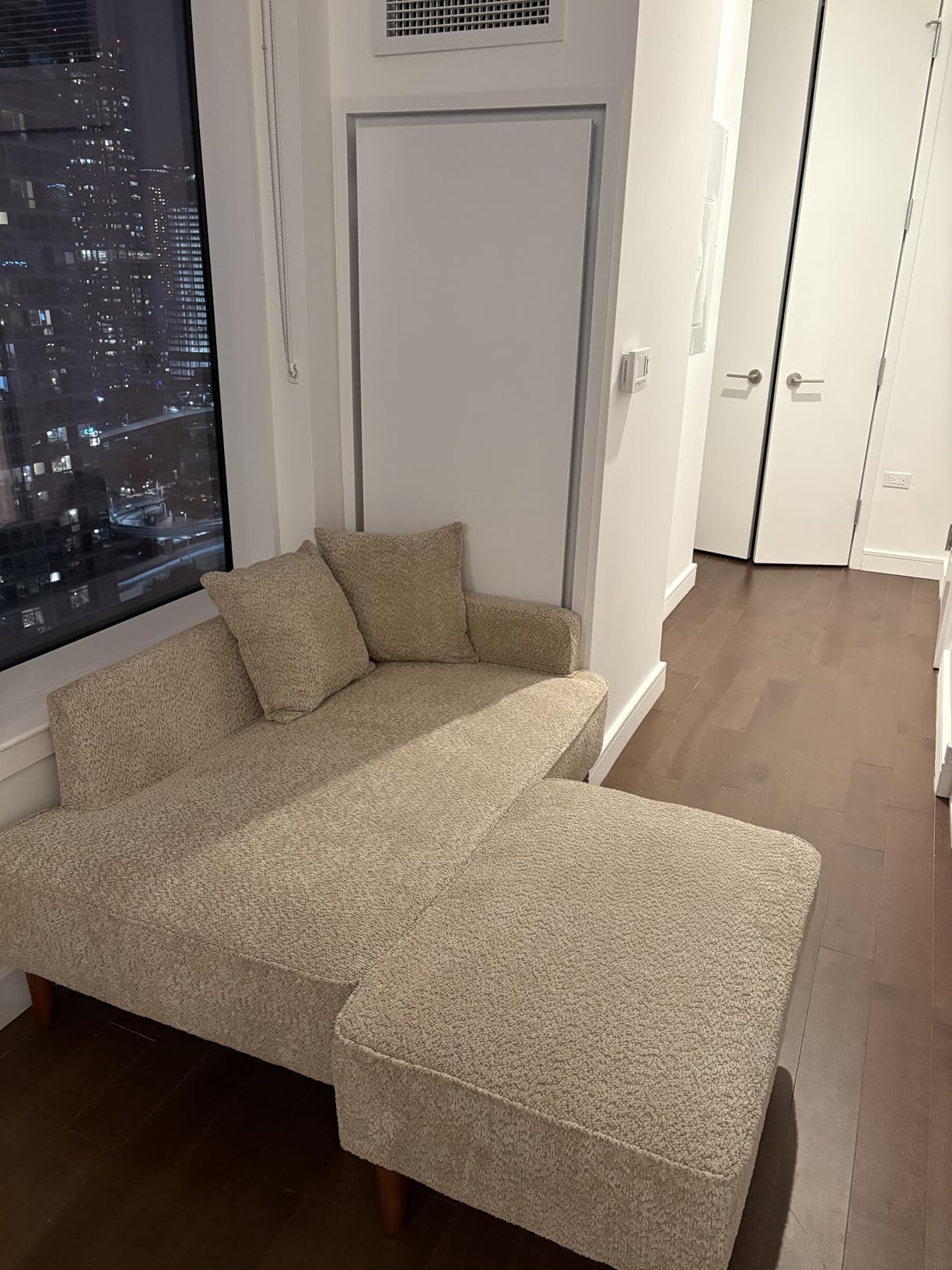 Upholstered Chaise Lounge Chair Indoor with Ottoman Boucle Chaise Lounge Fluffy Reading Chairs for Office Living Room Bedroom Relaxing (Boucle Camel) customer photo 2