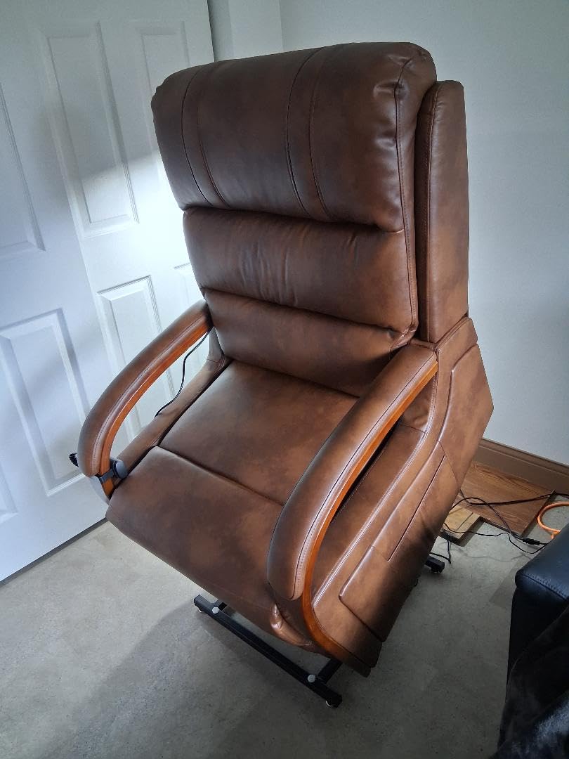 Power Lift Recliner Chair for Elderly People, Dual Motor Lift Chair with Vibration Massage and Heat, Lay Flat Recliner with Solid Wood Armrest, Standing Assistance Reclining, Chenille Fabric Gray customer photo 2