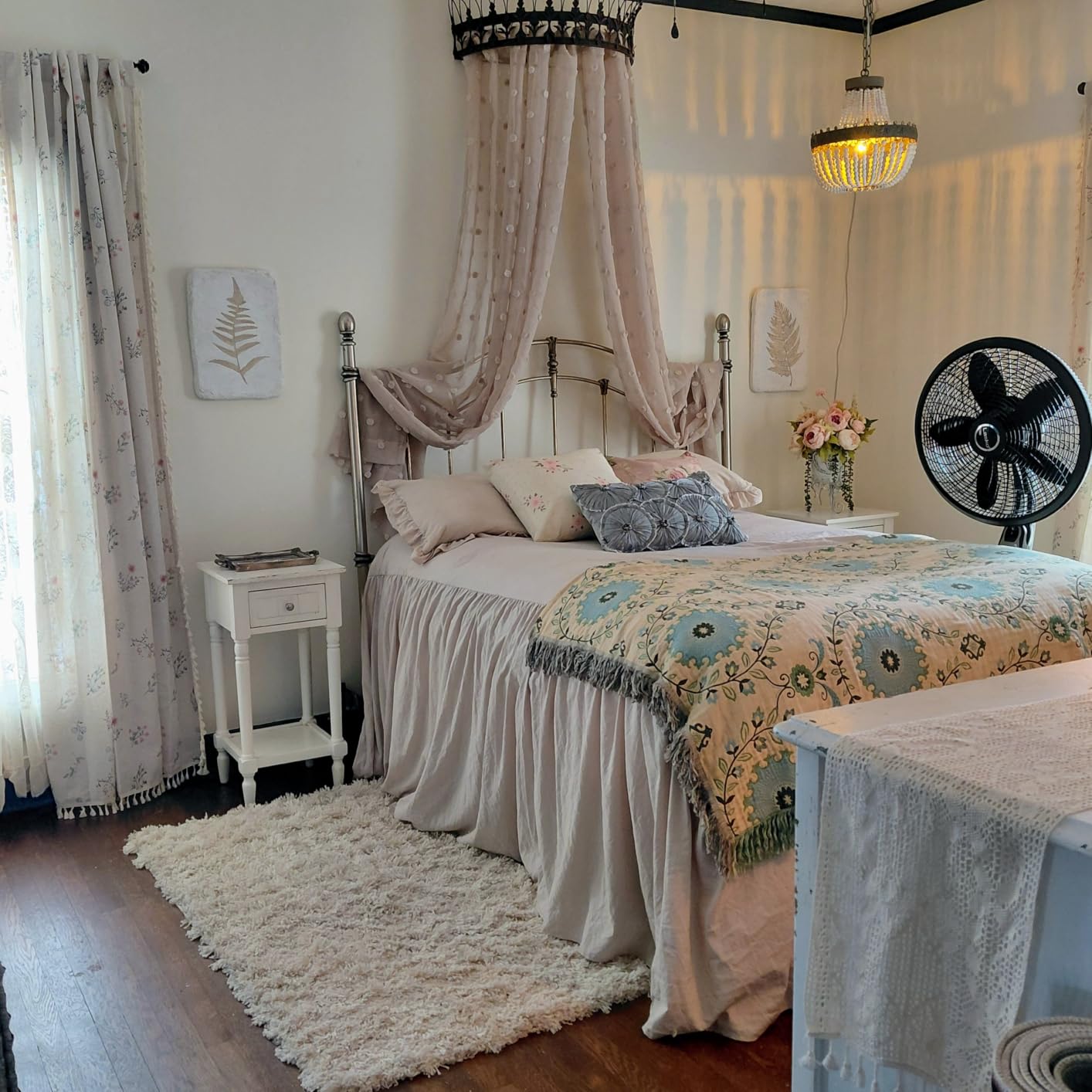 Boho Floral 100% Blackout Curtains for Bedroom 84 Inch Length 2 Panels Set, Linen Texture Farmhouse Curtains Beige Tassel for Living Room Vintage Rustic Patterned Printed Western Rod Pocket customer photo 2