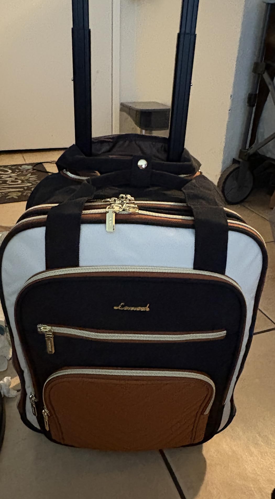 LOVEVOOK Underseat Carry On Luggage with Wheels, Stylish Under Seat Luggage with Giant Tumbler Holder Pocket, Soft Sided Small Suitcase for Travel, Work customer photo 1
