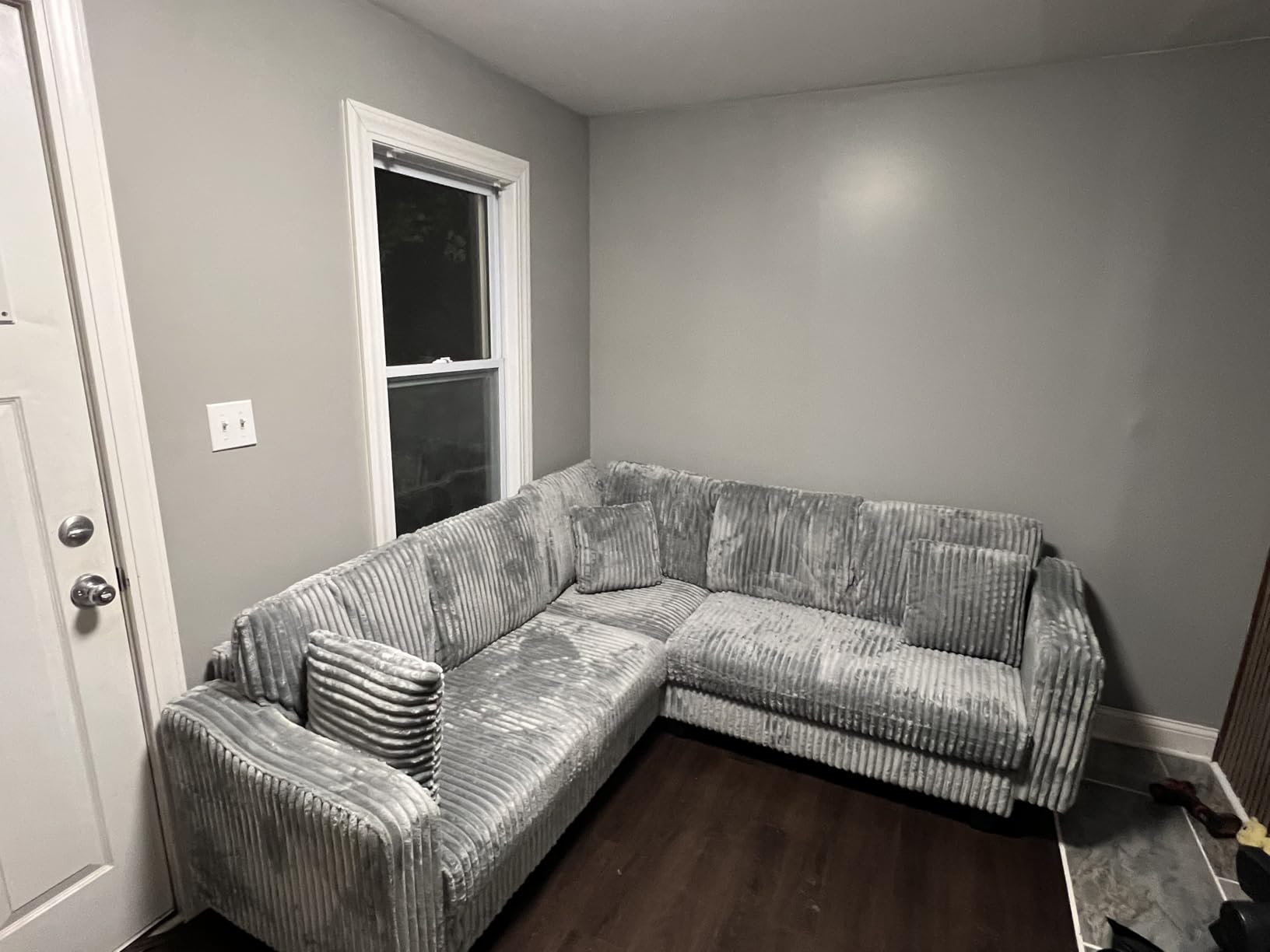 Belffin Convertible Sectional Couch with Chaise Corner Sectional Sofa L Shaped Couch Reversible Corner Upholstered Couches for Living Room Corduroy (Black, V Shaped) customer photo 1