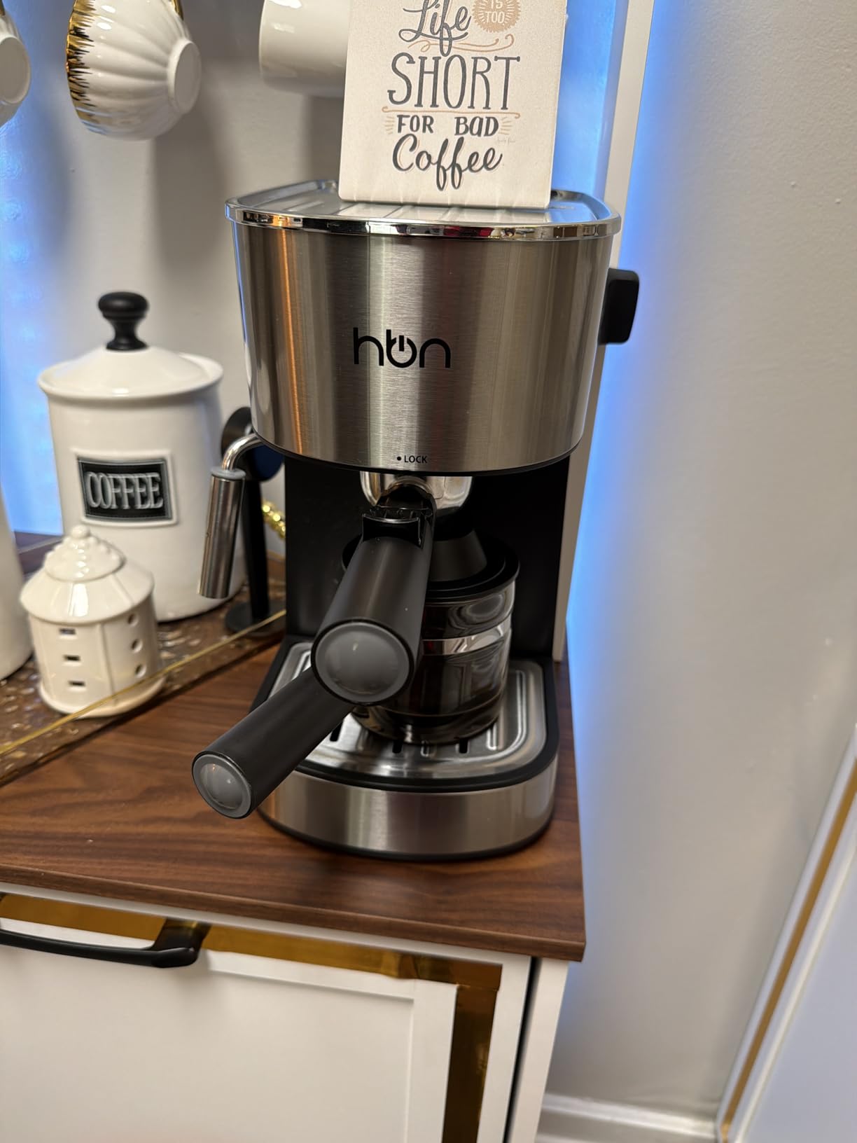 HBN Espresso Machine, 3.5Bar Cappuccino & Latte Maker, 2-4 Cup Stainless Steel Coffee Machine with Milk Frother, 800W Espresso Machine Maker with Steamer, Compact Coffee Maker for Home and Office customer photo 1