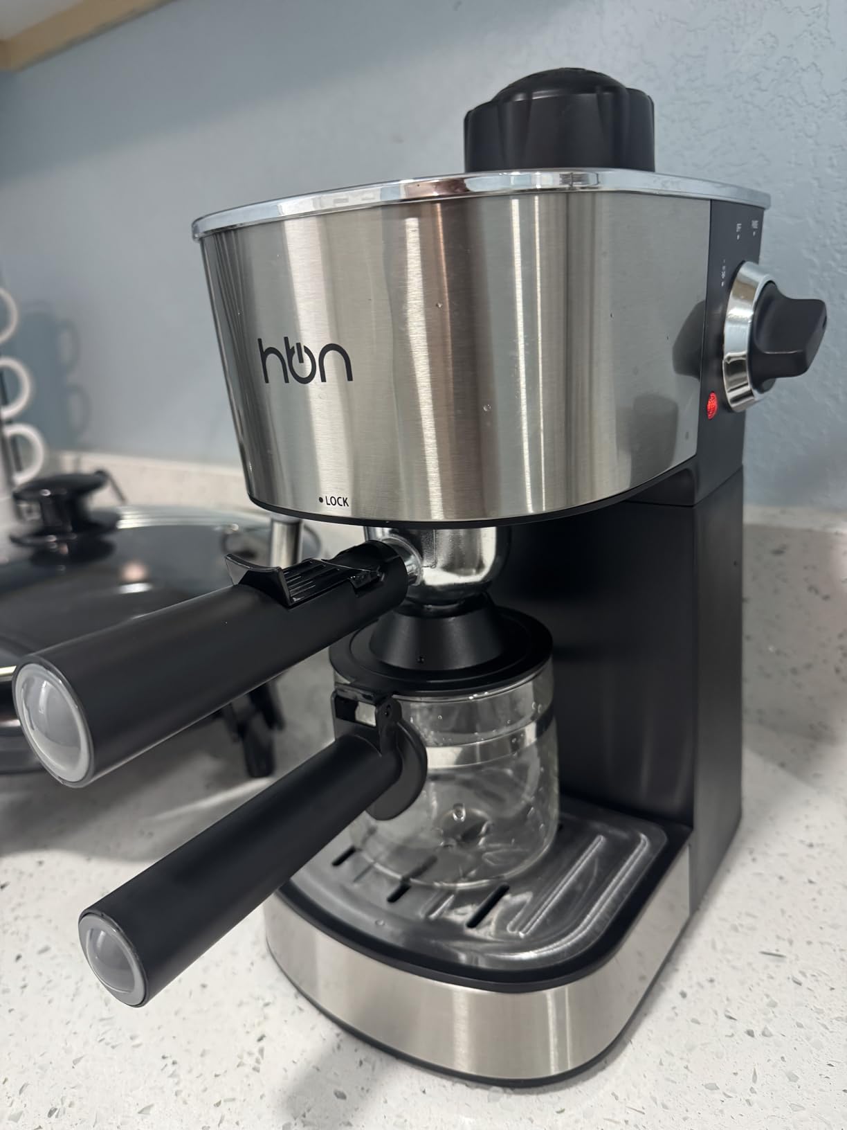 HBN Espresso Machine, 3.5Bar Cappuccino & Latte Maker, 2-4 Cup Stainless Steel Coffee Machine with Milk Frother, 800W Espresso Machine Maker with Steamer, Compact Coffee Maker for Home and Office customer photo 2
