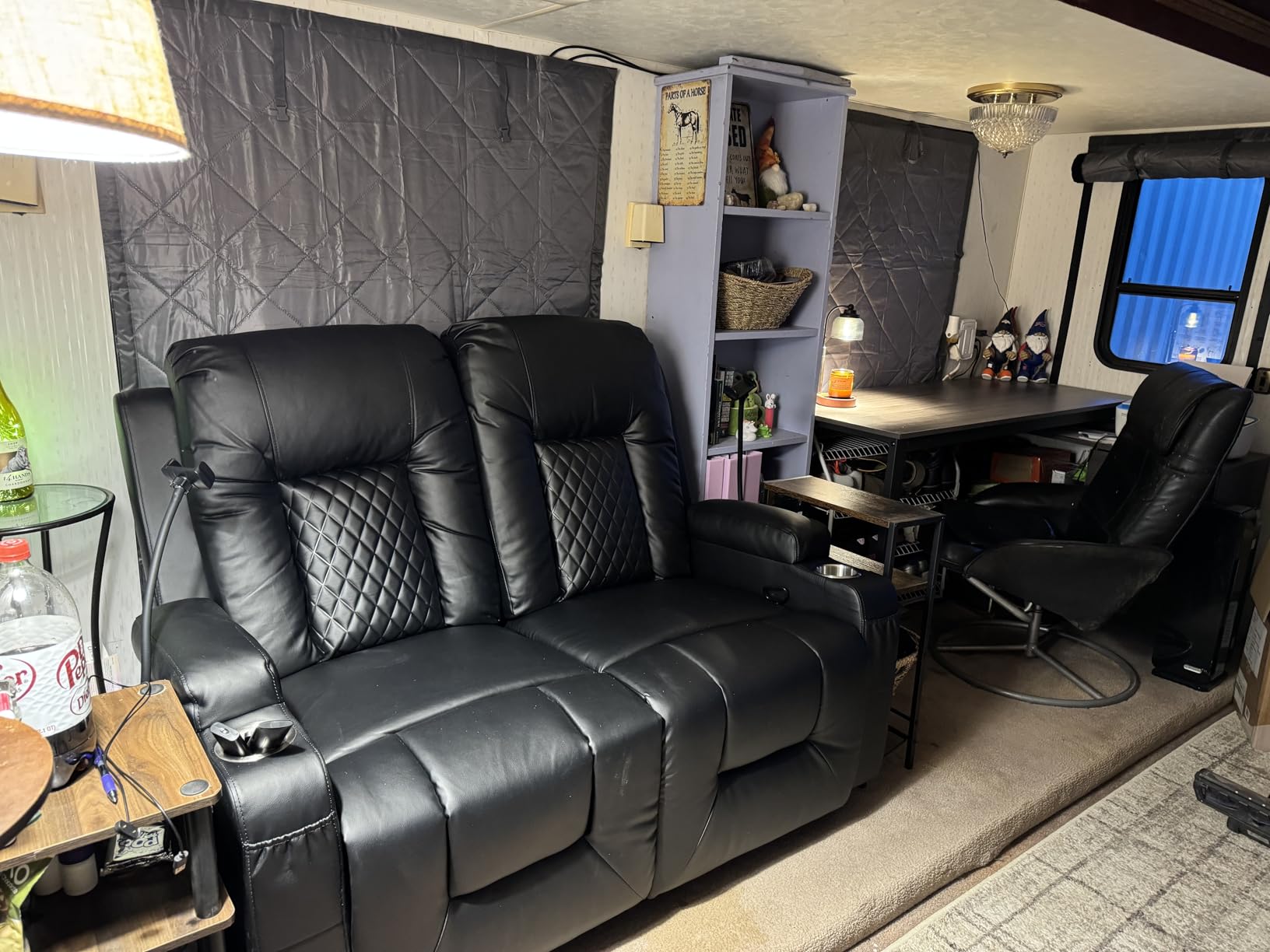 RV Loveseat Recliner Sofa, Reclining Loveseat Home Theater Seating with USB Ports, Cup Holders, Insert Pockets, Wall Hugger RV Recliners for Movie Room customer photo 1