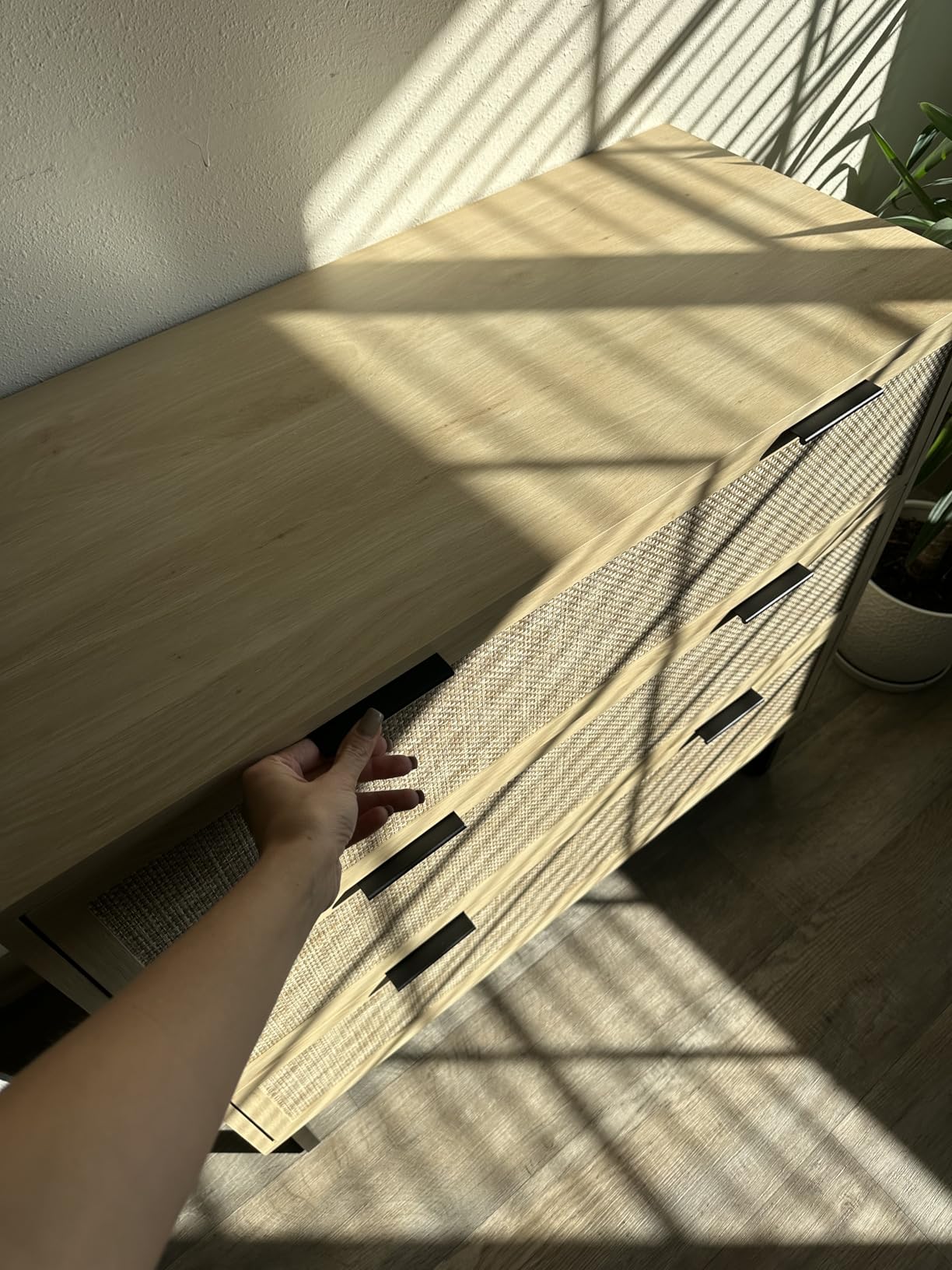 Nathan James Iris 3 Drawer Dresser, Mid-Century Modern Solid Wood Dresser for Bedroom, Raw Oak customer photo 2
