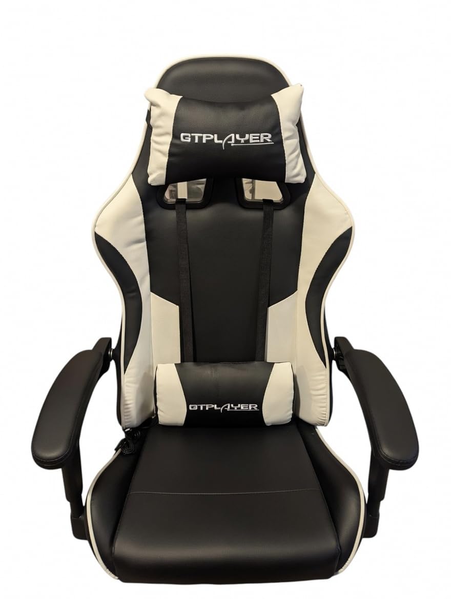 GTPLAYER Gaming Chair Computer Chair with Footrest and Lumbar Support Height Adjustable Game Chair with 360-Swivel Seat and Headrest for Office or Gaming Pearl White customer photo 1
