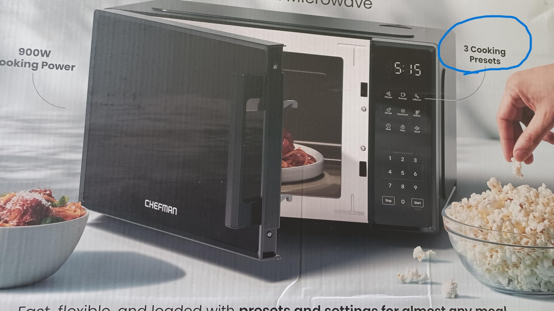 Chefman Countertop Microwave Oven 1.1 Cu. Ft., 1000 Watts with 10 Power Levels, 6 Cooking Presets with One-Touch Express Cook, Eco Mode, Child Safety Lock, & Mute Button - Black customer photo 1