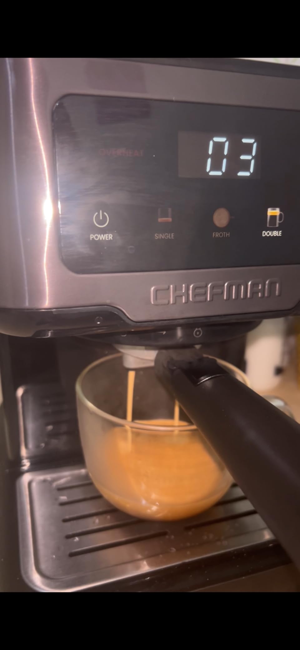 Chefman CraftBrew Espresso Machine, 15-Bar Pump Digital Espresso Maker w/Steam Wand for Latte & Cappuccino, Compact Espresso Coffee Machine w/ 1.5L Removable Water Reservoir customer photo 1