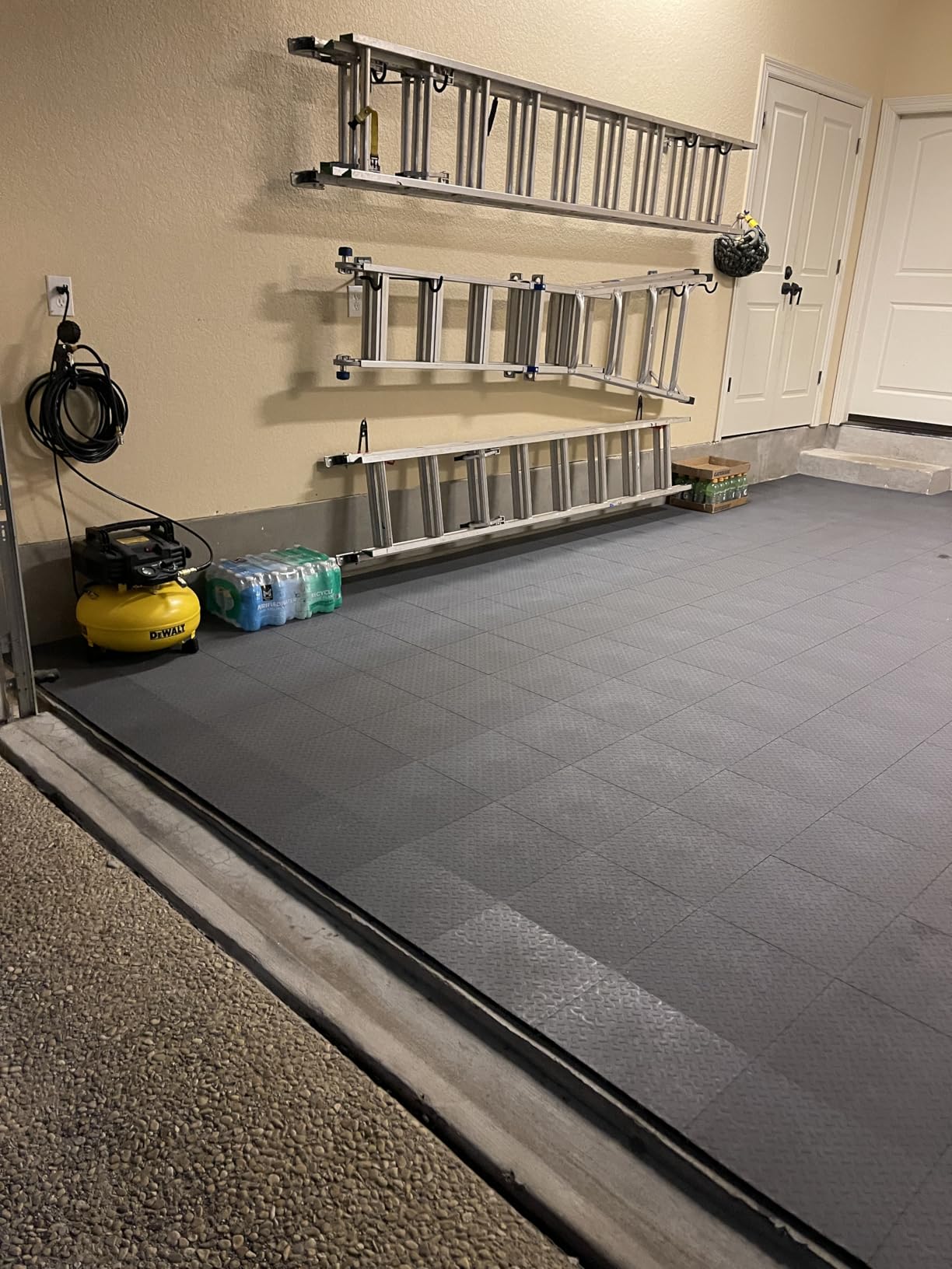 Garage Floor Tiles Interlocking Garage Flooring Tiles Pack of 48 Anti-Slip Oil and Stain Resistant for Garages Shop Floors Basements 40000 LBS Load Capacity (Gray, 12 inch x 12 inch, Non Drain Tiles) customer photo 1