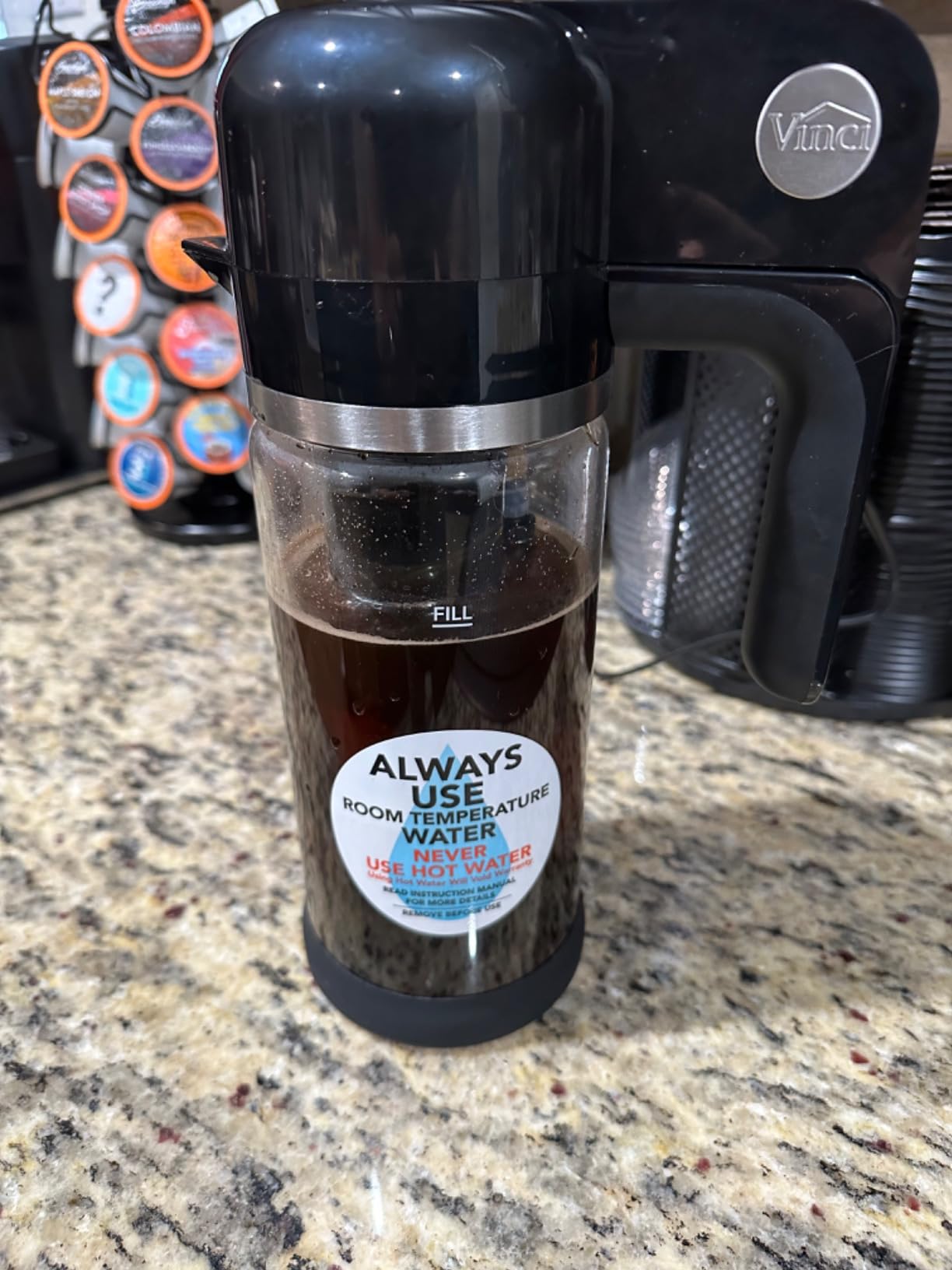 VINCI Express Electric Cold Brew Coffee Maker, 10-Minute Fast Brewer (47oz) | 3 Brew Strengths, Smooth Low-Acid Coffee, Minimal Sediment, Self-Clean Cycle, 1.4L Glass Carafe customer photo 2