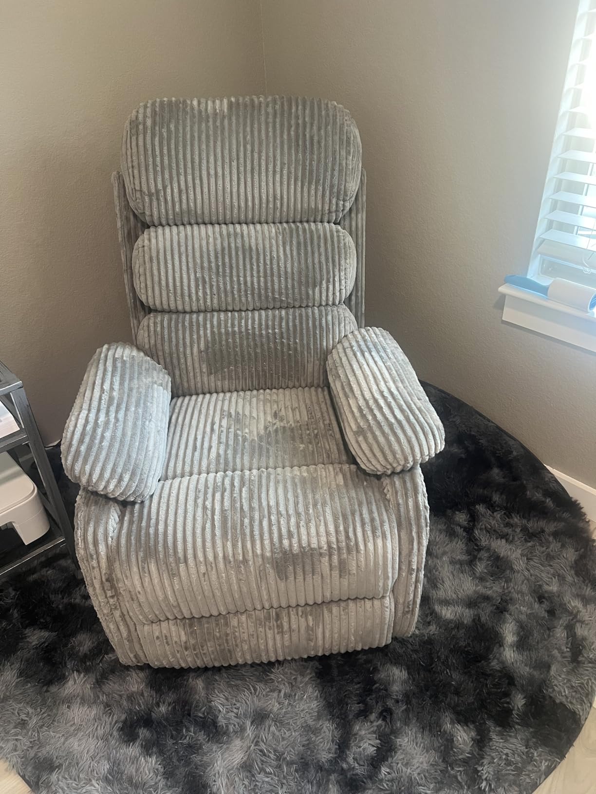 Plush Premium Velvet 360 Degree Swivel Rocker Recliner Chair - High Back Glider with Generous Footrest, Supportive Armrests and Side Pocket for Nursery, Living Room and Small Spaces, Grey customer photo 1