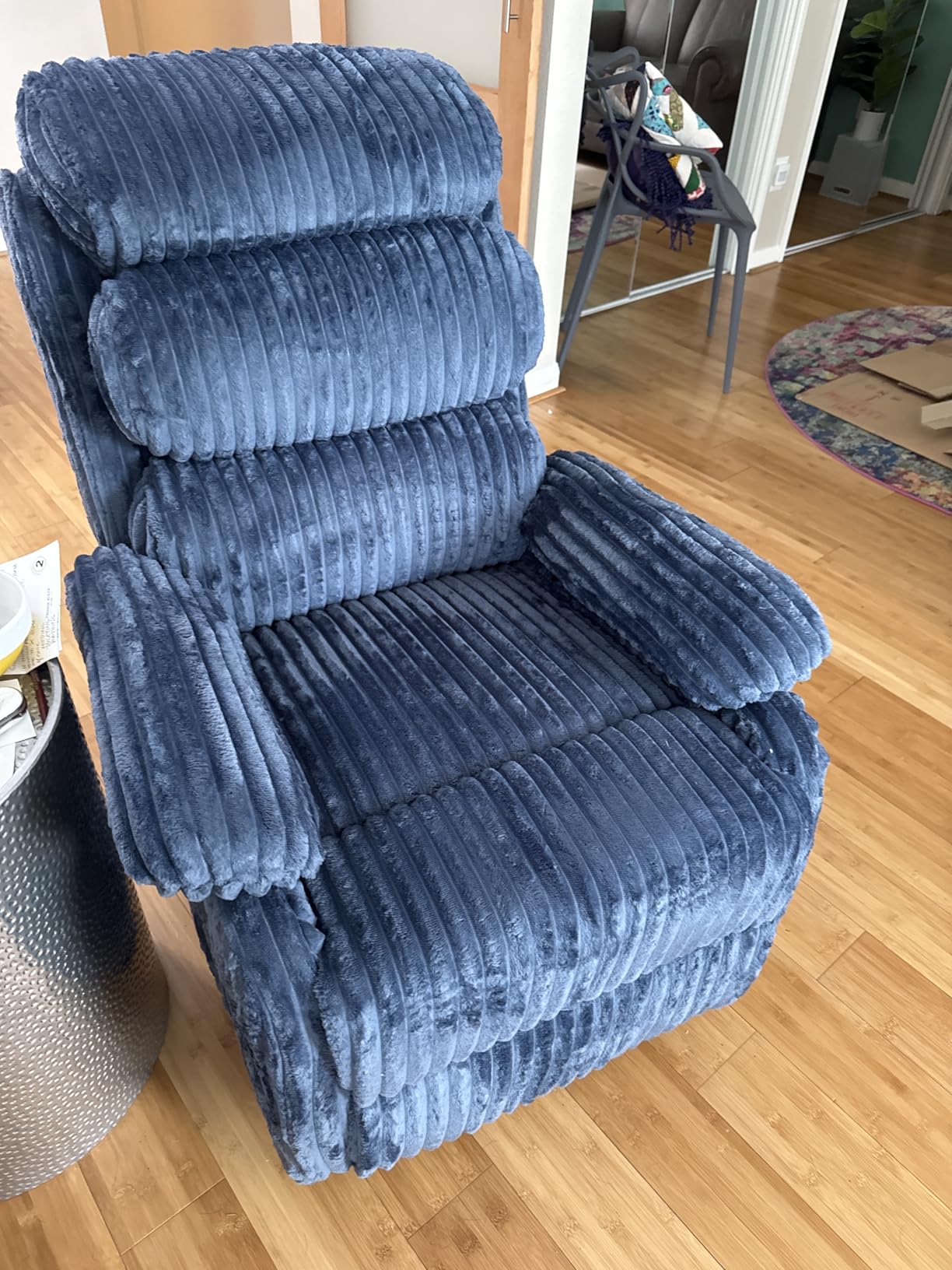 Plush Premium Velvet 360 Degree Swivel Rocker Recliner Chair - High Back Glider with Generous Footrest, Supportive Armrests and Side Pocket for Nursery, Living Room and Small Spaces, Grey customer photo 2